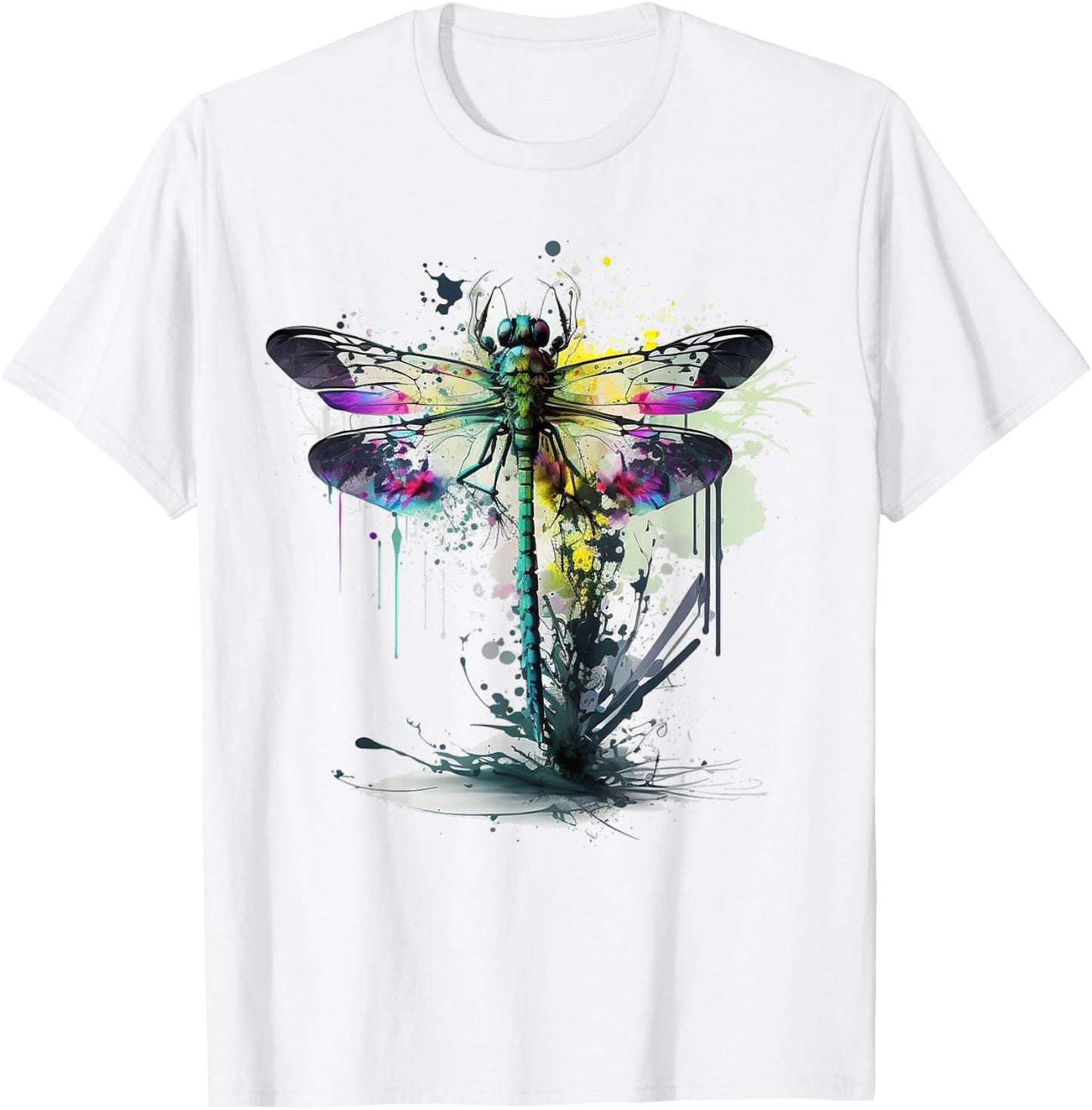 Dragonfly Animal Art Colourful Abstract Dragonfly T-Shirt - T-Shirt | White