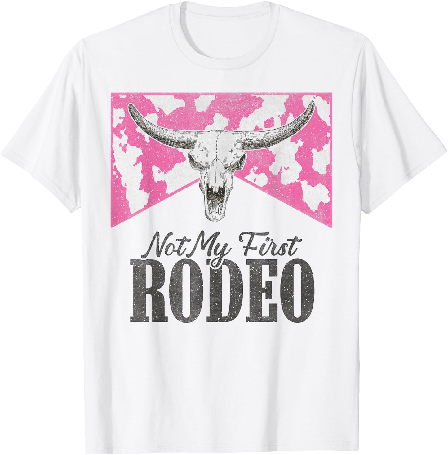 Leopard Bull Skull Western Life Country Not My First Rodeo T-Shirt - T-Shirt | White
