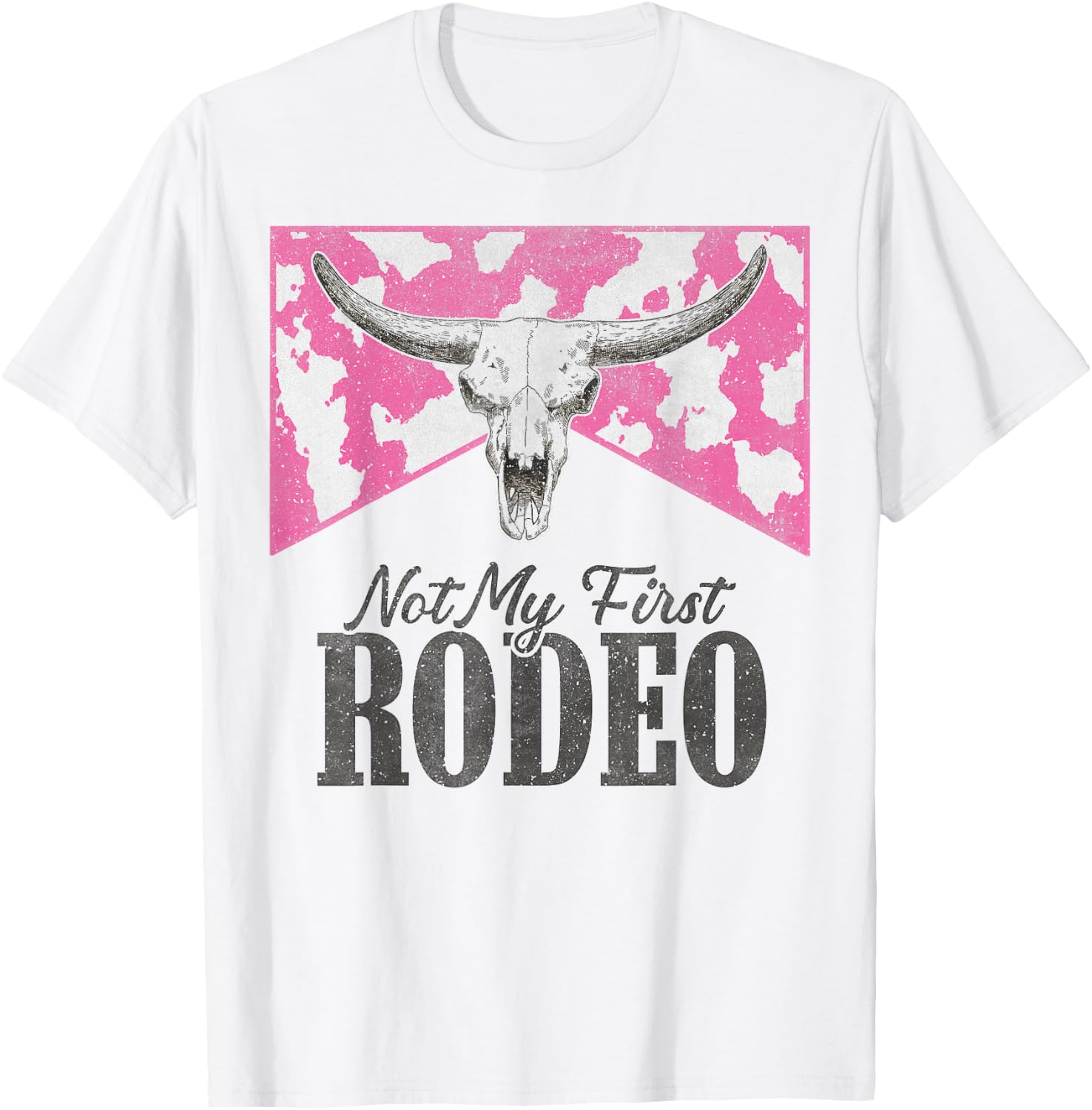 Leopard Bull Skull Western Life Country Not My First Rodeo T-Shirt - T-Shirt | White