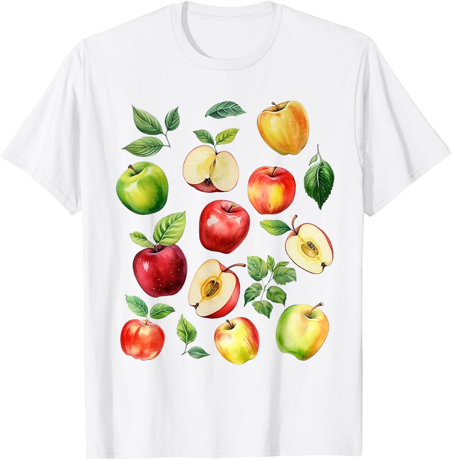 Apple Picking Farmer Apple Varieties Watercolor Farm Fresh T-Shirt - T-Shirt | White