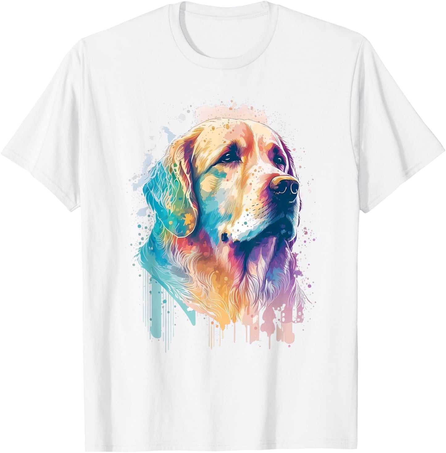 Golden Retriever Face Head Dog Lover Pet Owner Splash Art T-Shirt - T-Shirt | White