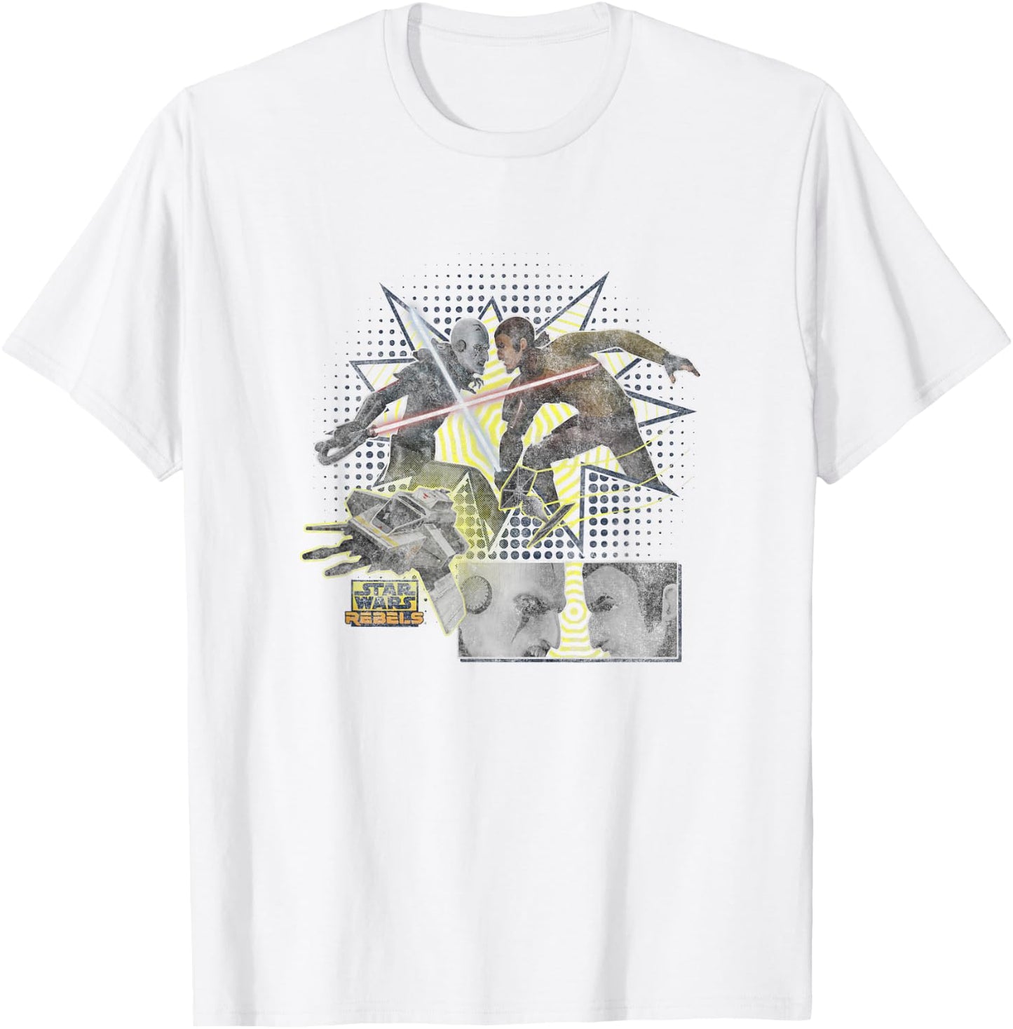 Star Wars Rebels Grand Inquisitor VS Kanan Jarrus Distressed T-Shirt - T-Shirt | White