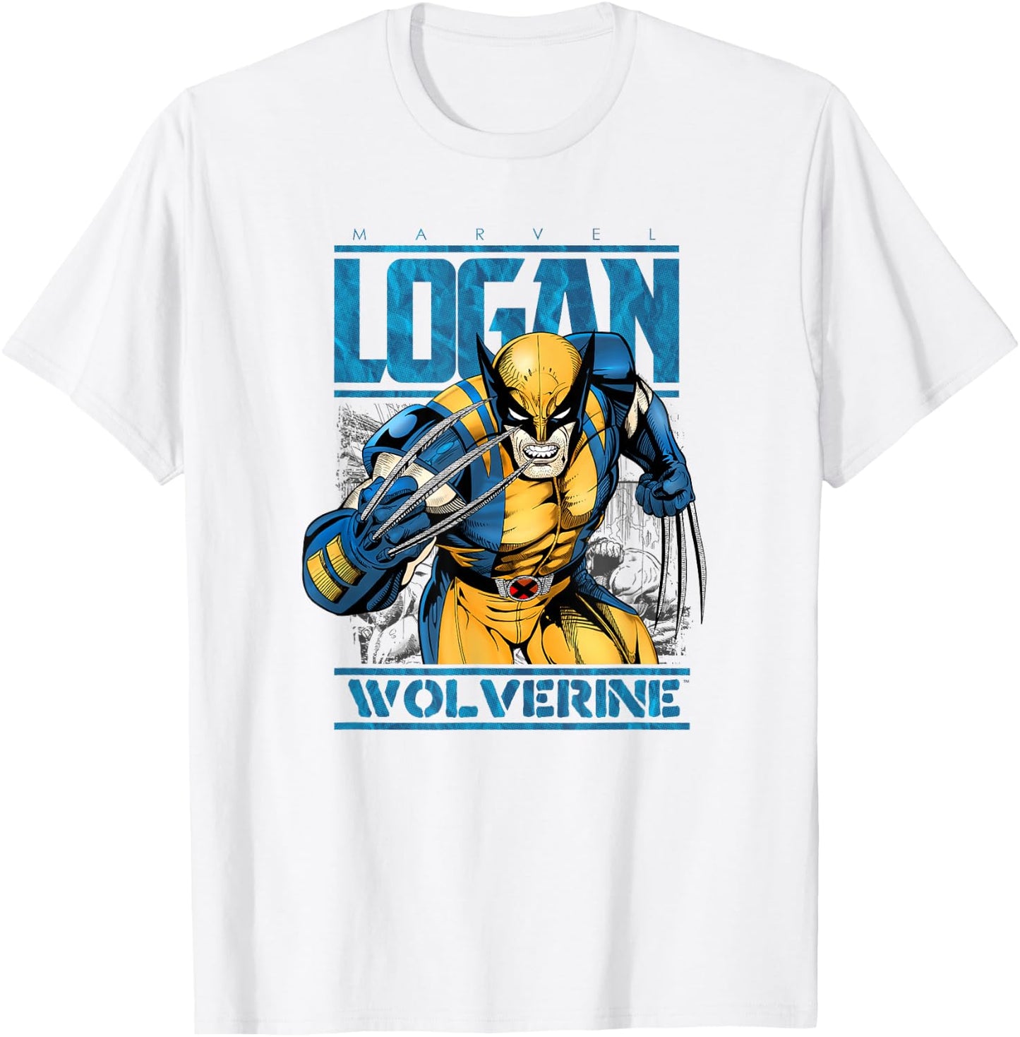 Marvel Wolverine Classic Logan Retro Comic Logo T-Shirt - T-Shirt | White