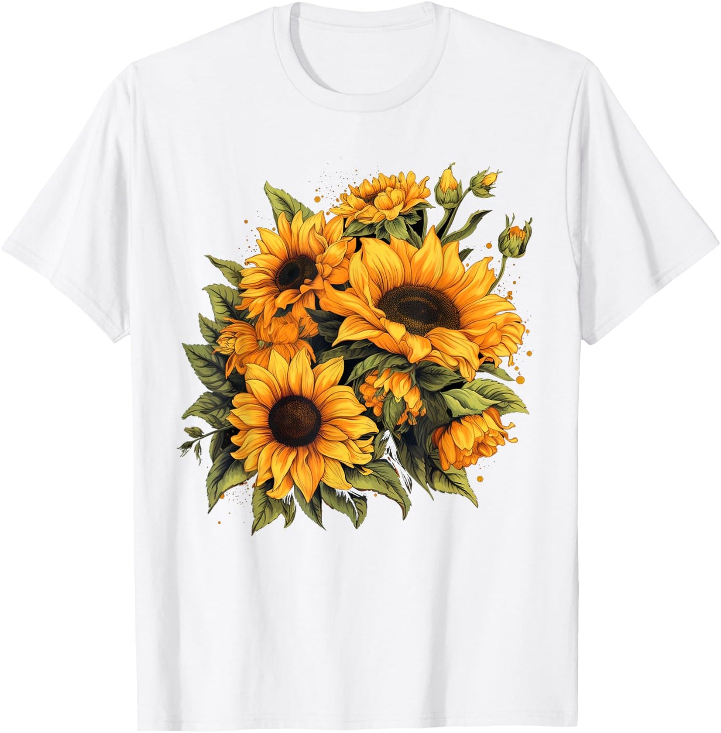 Yellow Sunflowers Cute summer flowers Floral Positivity Women Girls Kids T-Shirt - T-Shirt | White