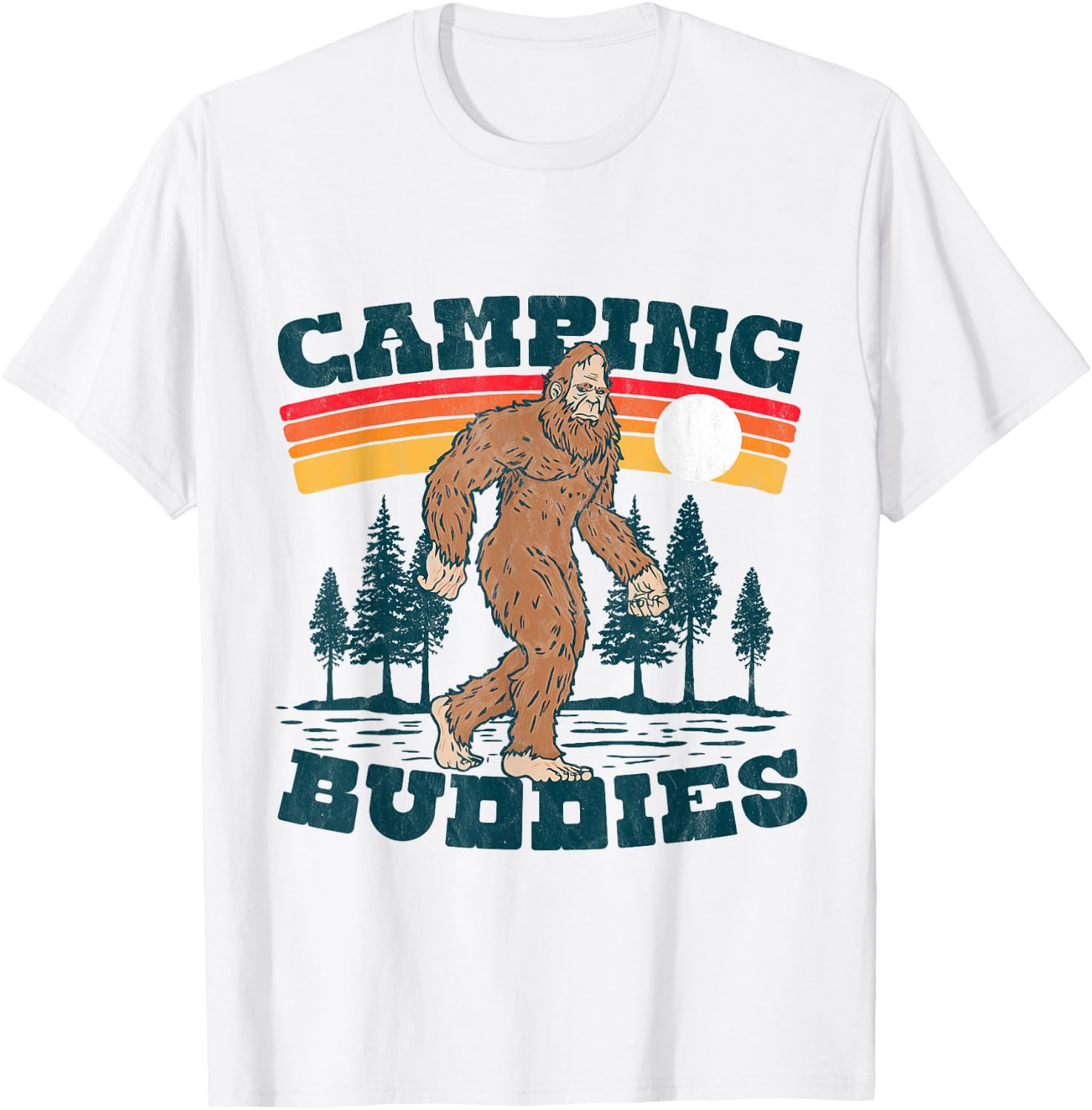 Camping Buddies Funny Camper Bigfoot Group Outdoor Sasquatch T-Shirt - T-Shirt | White