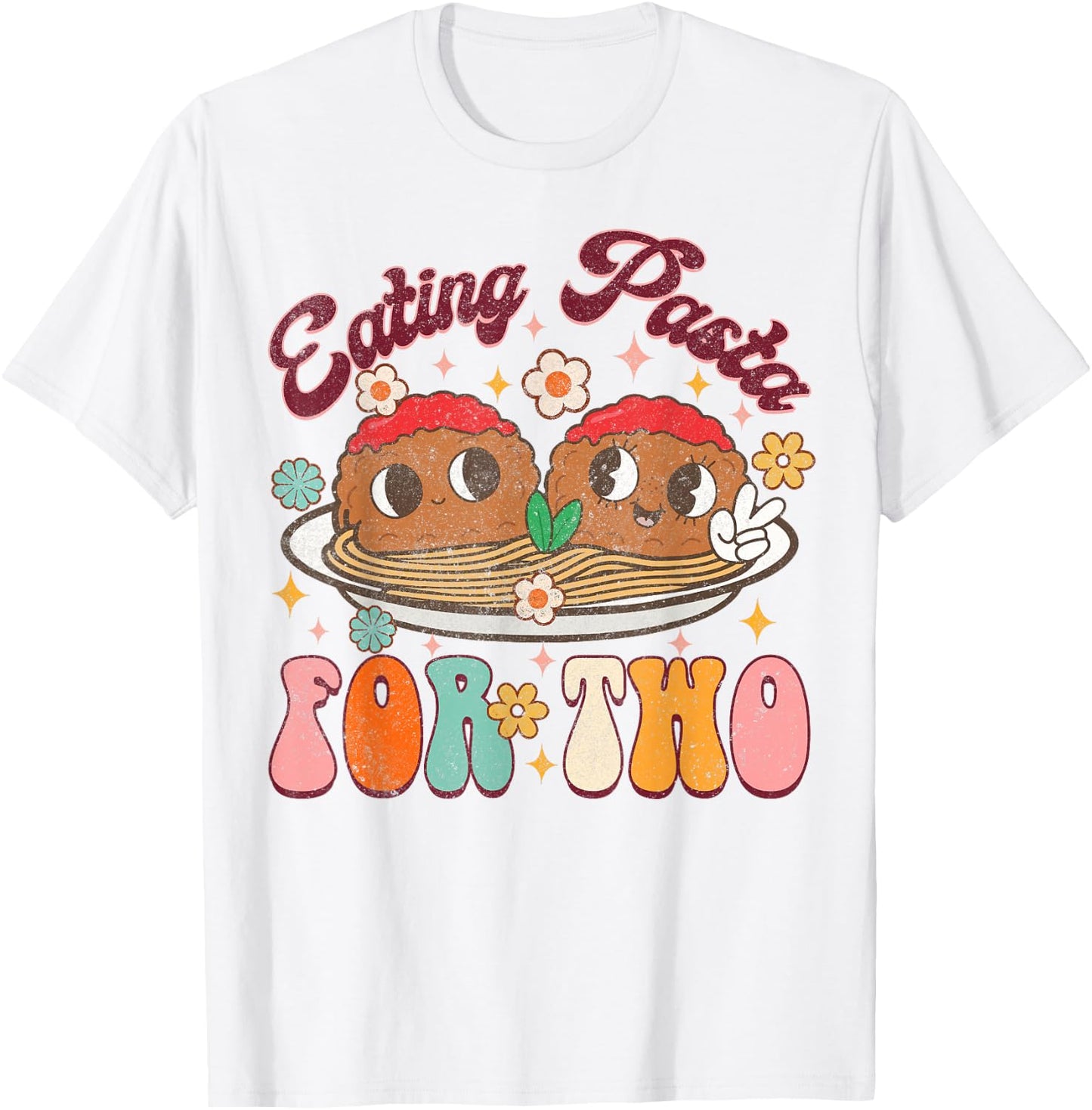 Eating Pasta For Two Pregnancy Announcement Baby Shower T-Shirt - T-Shirt | White