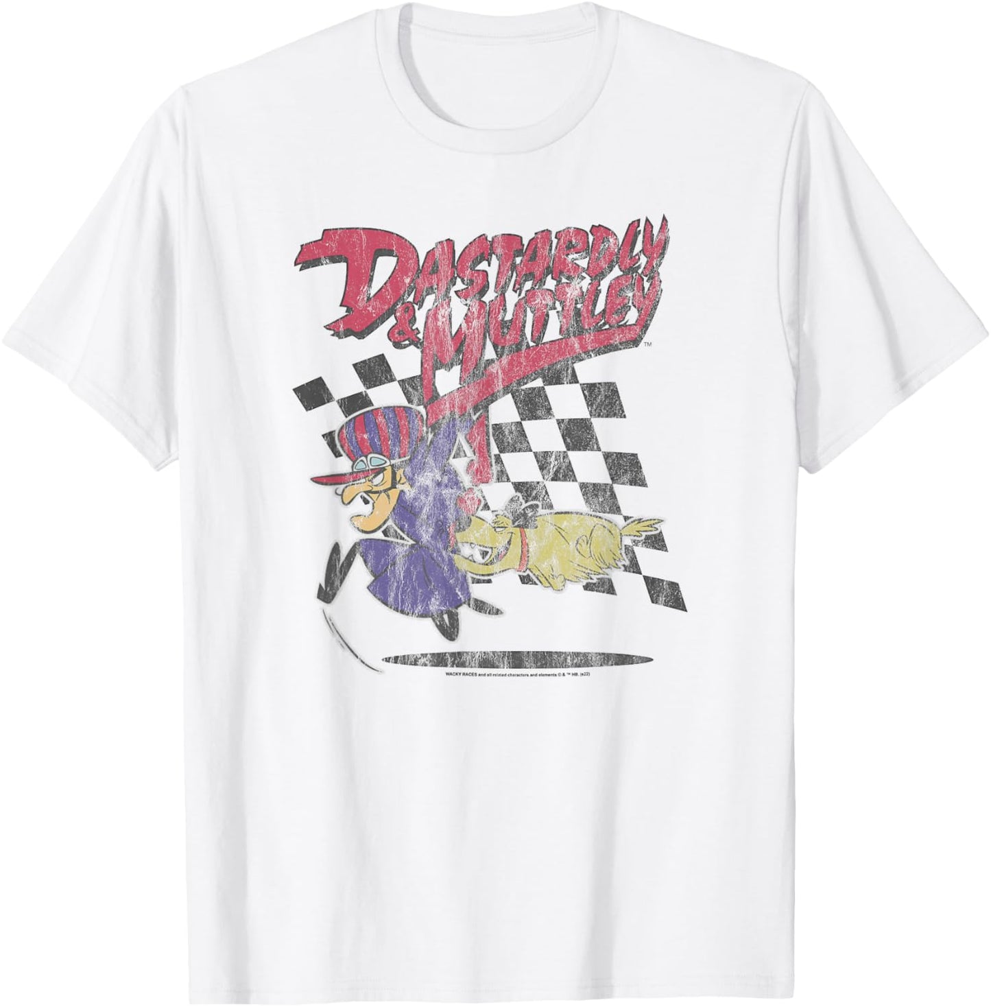 Wacky Races Dastardly and Muttley on Gray T-Shirt - T-Shirt | White