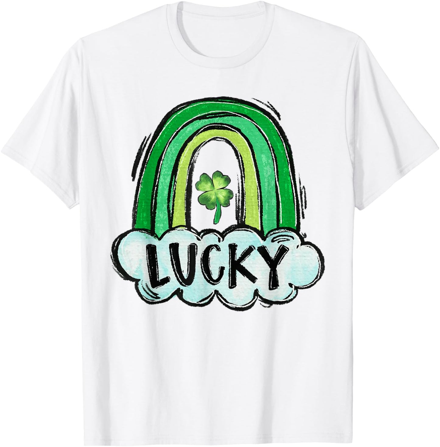 Lucky Rainbow St. Patrick's Day Shamrock Irish Women Girls T-Shirt - T-Shirt | White
