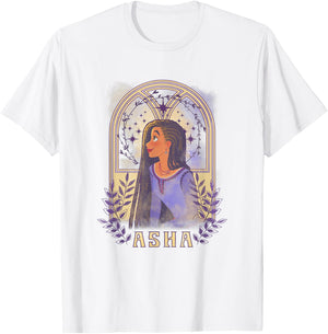 Disney Wish Asha & Star Watercolor Nouveau Window Portrait T-Shirt - T-Shirt | White