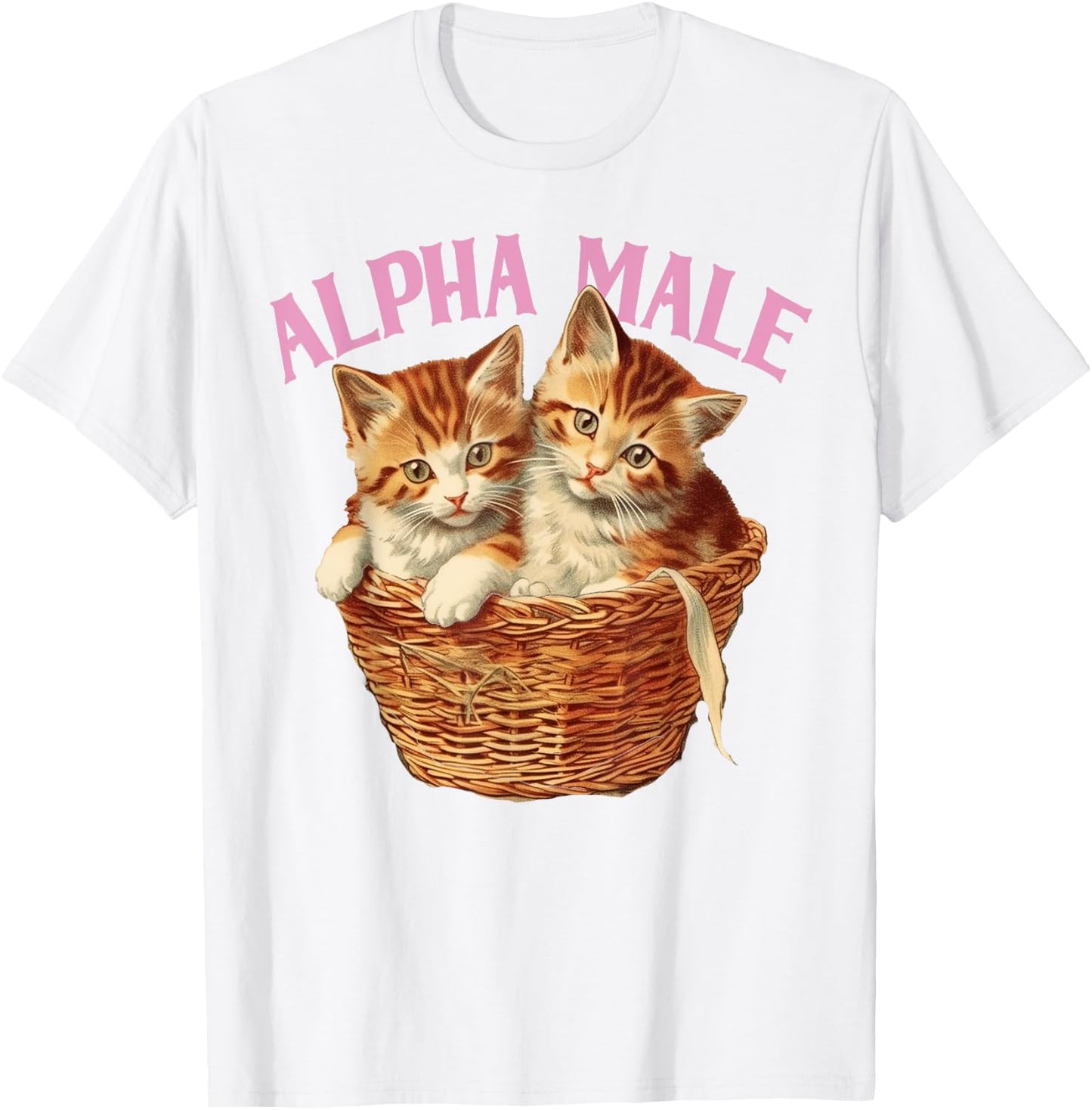 Funny Ironic Alpha Cat Male Kitten Joke Weird Y2K Humor T-Shirt - T-Shirt | White