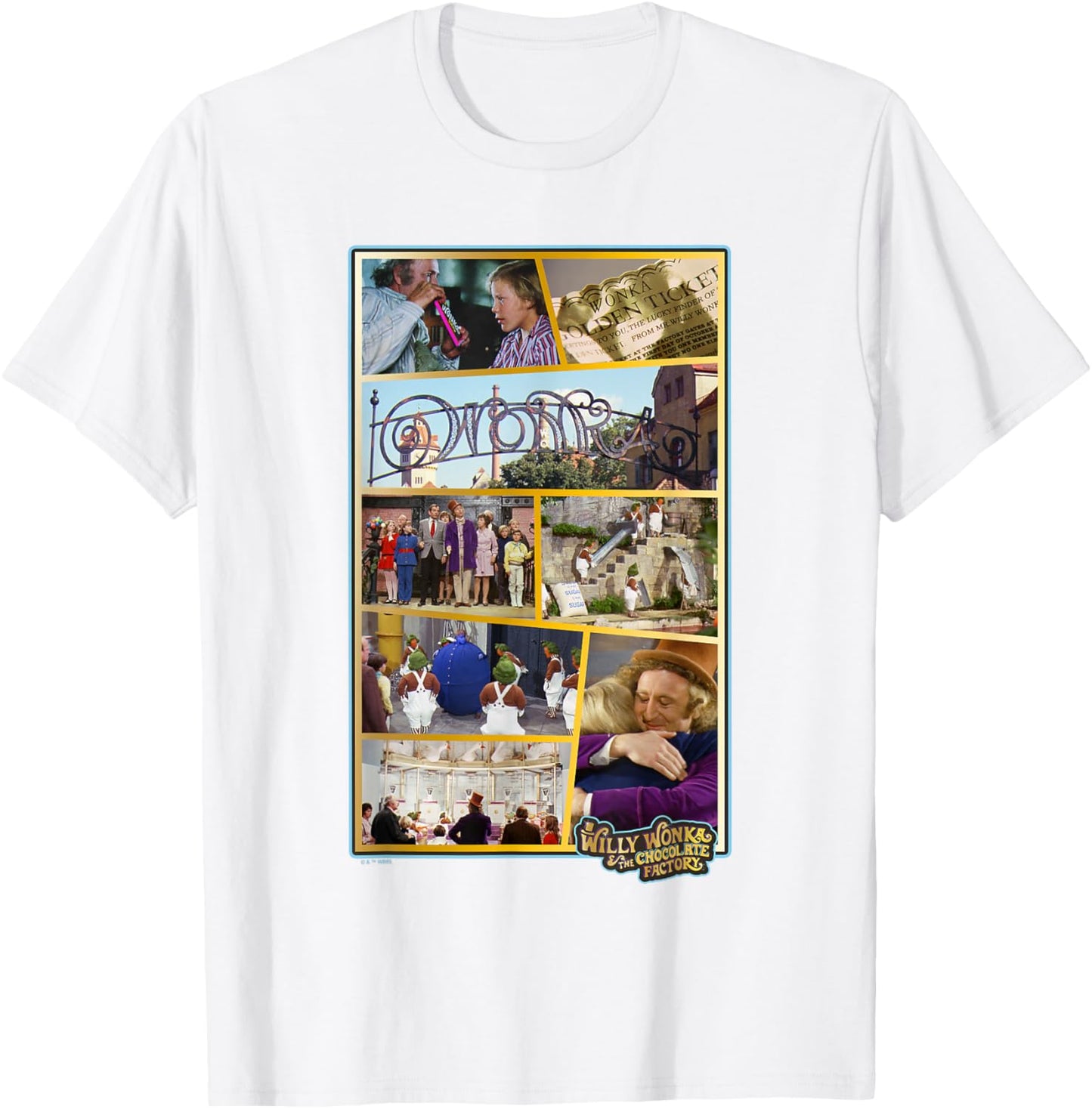 Willy Wonka & The Chocolate Factory Scenes Collage T-Shirt - T-Shirt | White