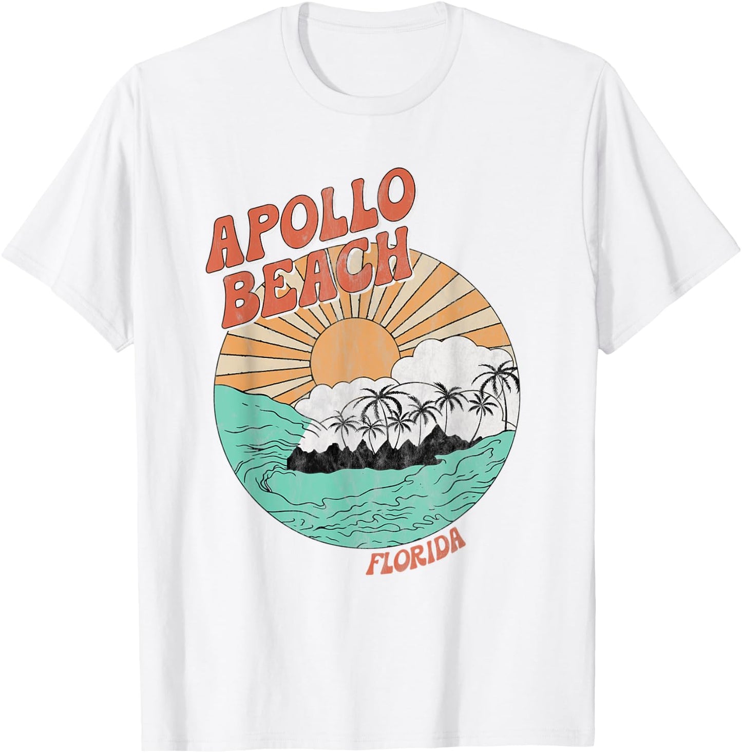 Vintage Apollo Beach Florida Palm Trees FL Retro T-Shirt - T-Shirt | White