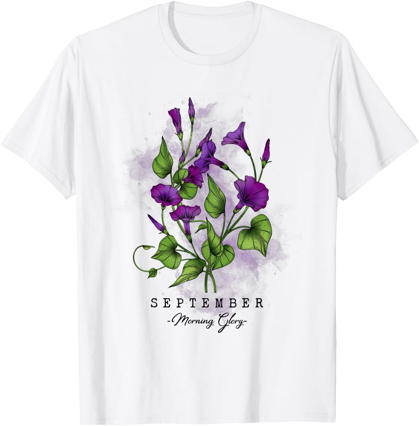 Birth Month Flowers September Morning Glory Women Girls T-Shirt - T-Shirt | White