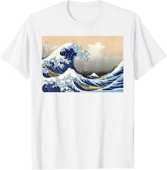 The Great Wave Off Kanagawa, Hokusai Japanese Fine Art, Wave T-Shirt - T-Shirt | White