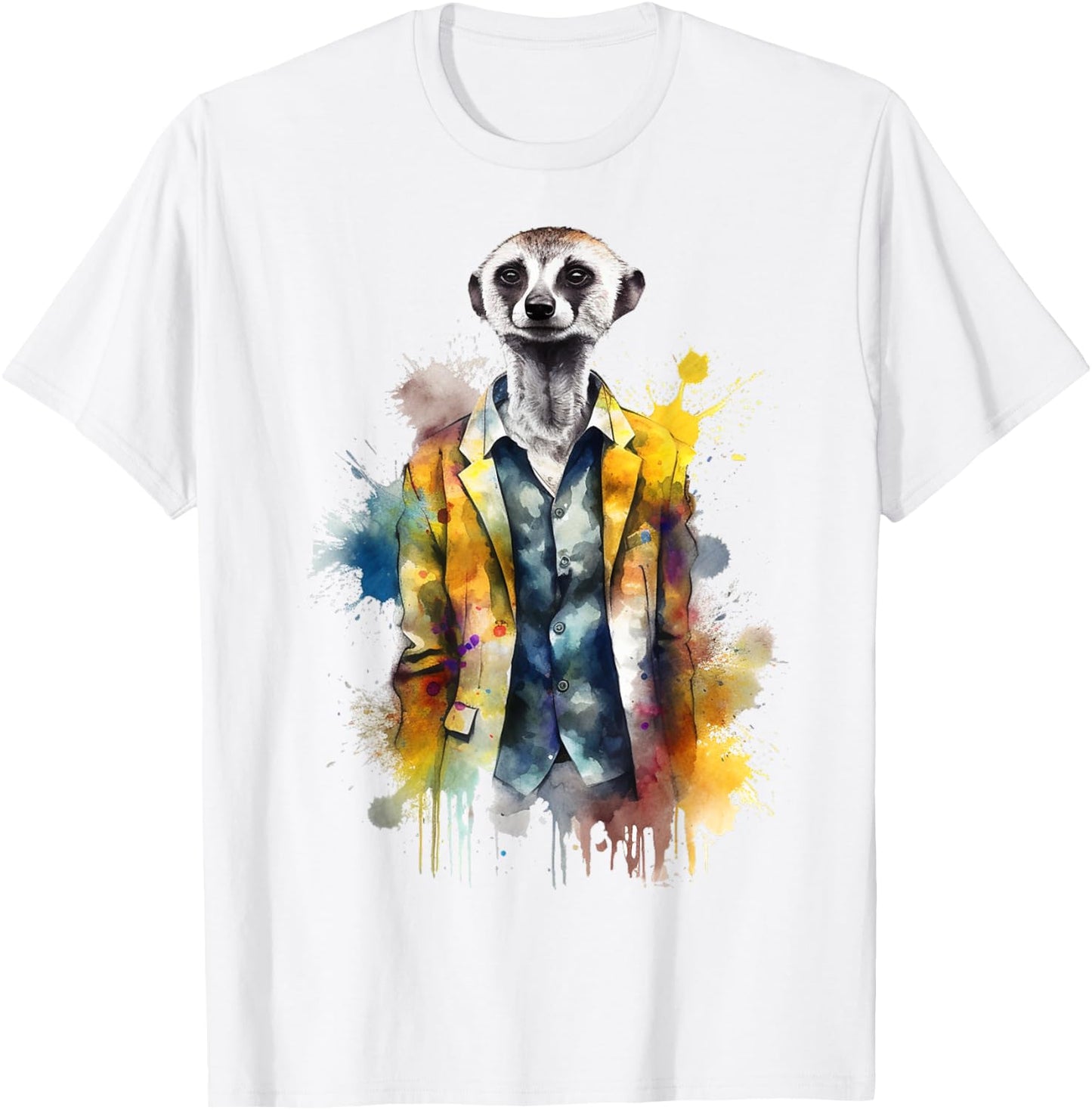 Meerkat Lover Artwork | Animal Motif Meerkat T-Shirt - T-Shirt | White