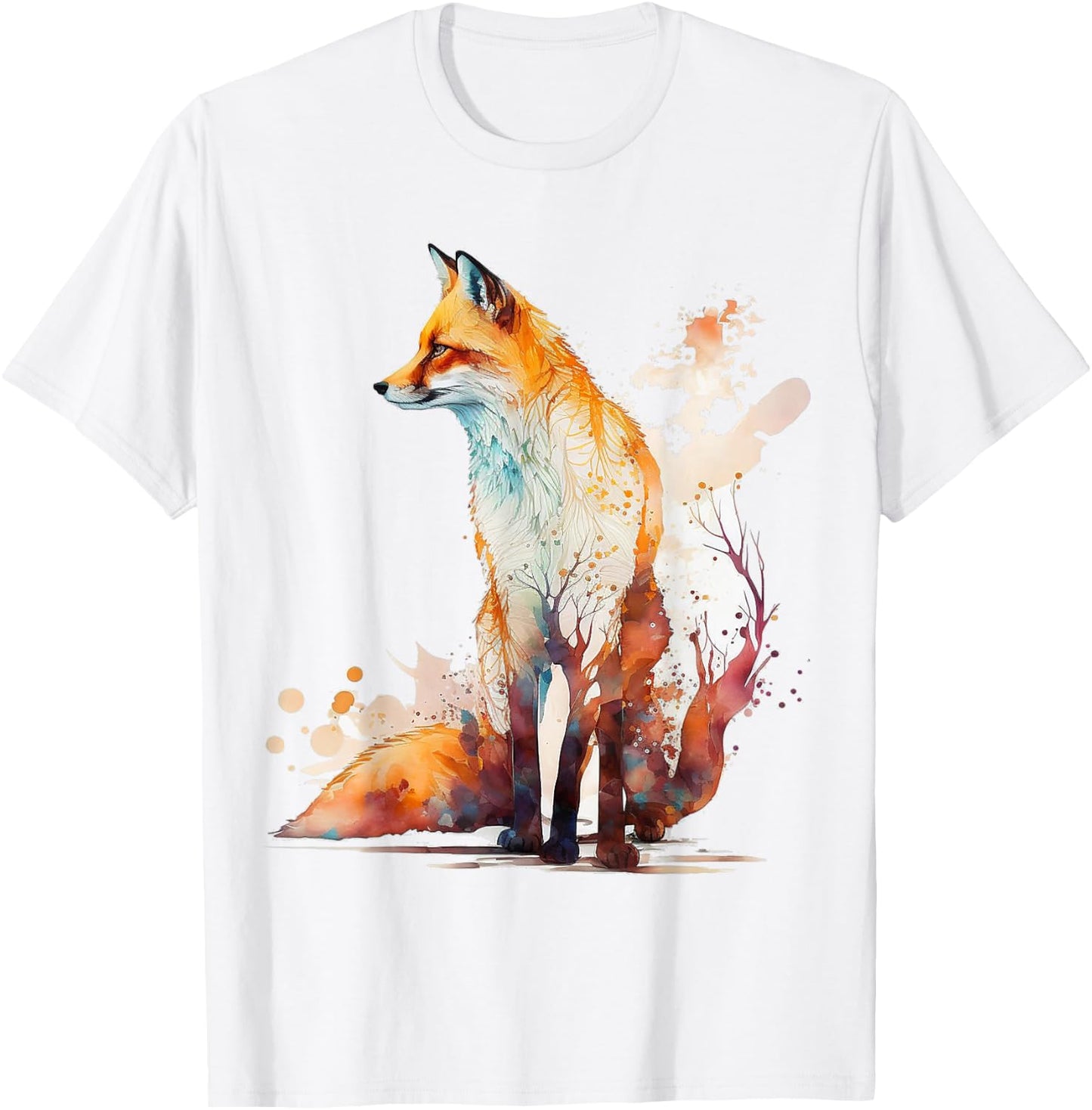 Fox Art Animal Lover Motif Animal Artwork Fox T-Shirt - T-Shirt | White