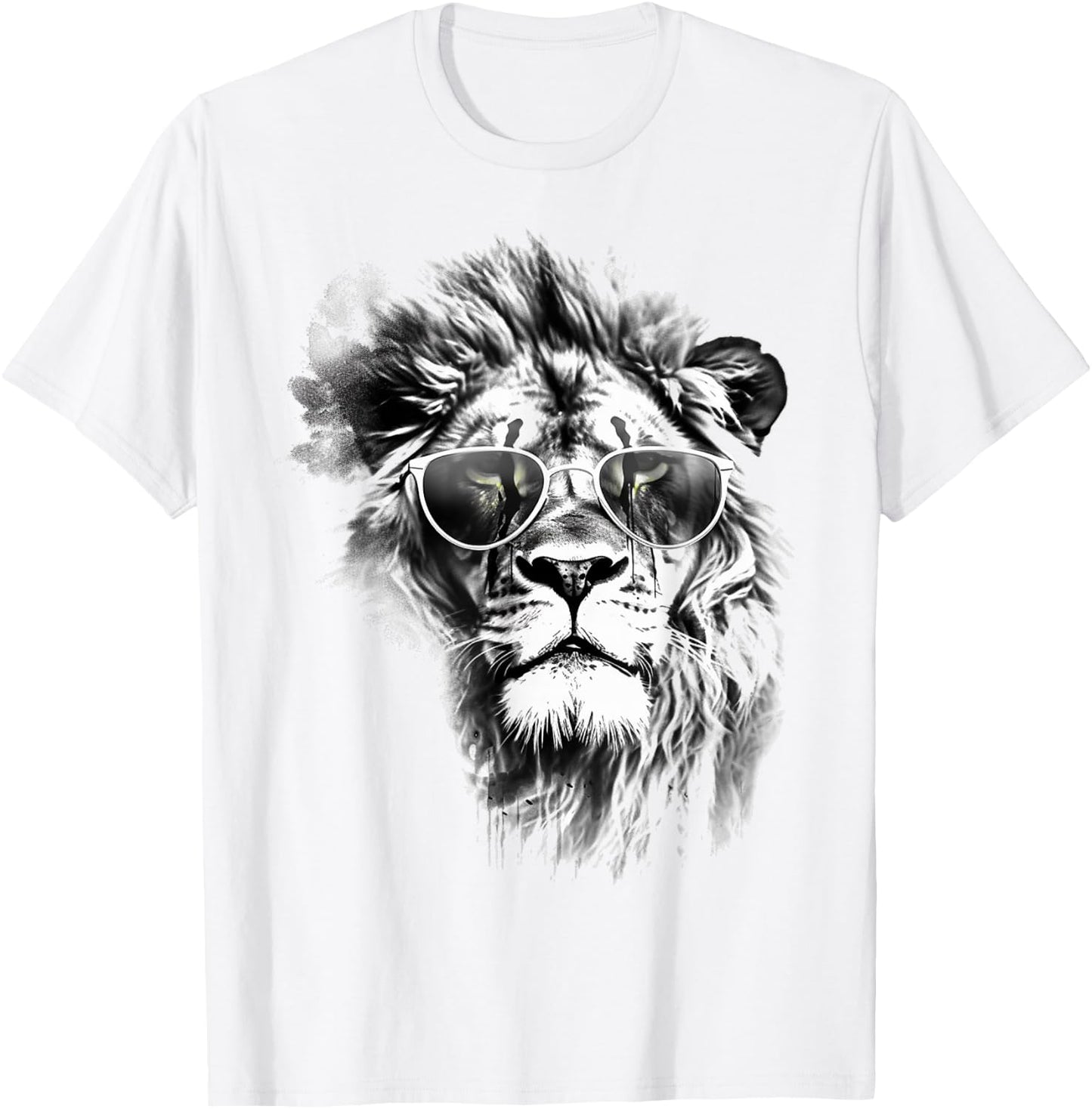Lion Sunglasses - Art Animal Drawing Lion T-Shirt - T-Shirt | White