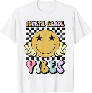 Fourth Grade Vibes 4th Grade Back to School Teacher Student T-Shirt - T-Shirt | White
