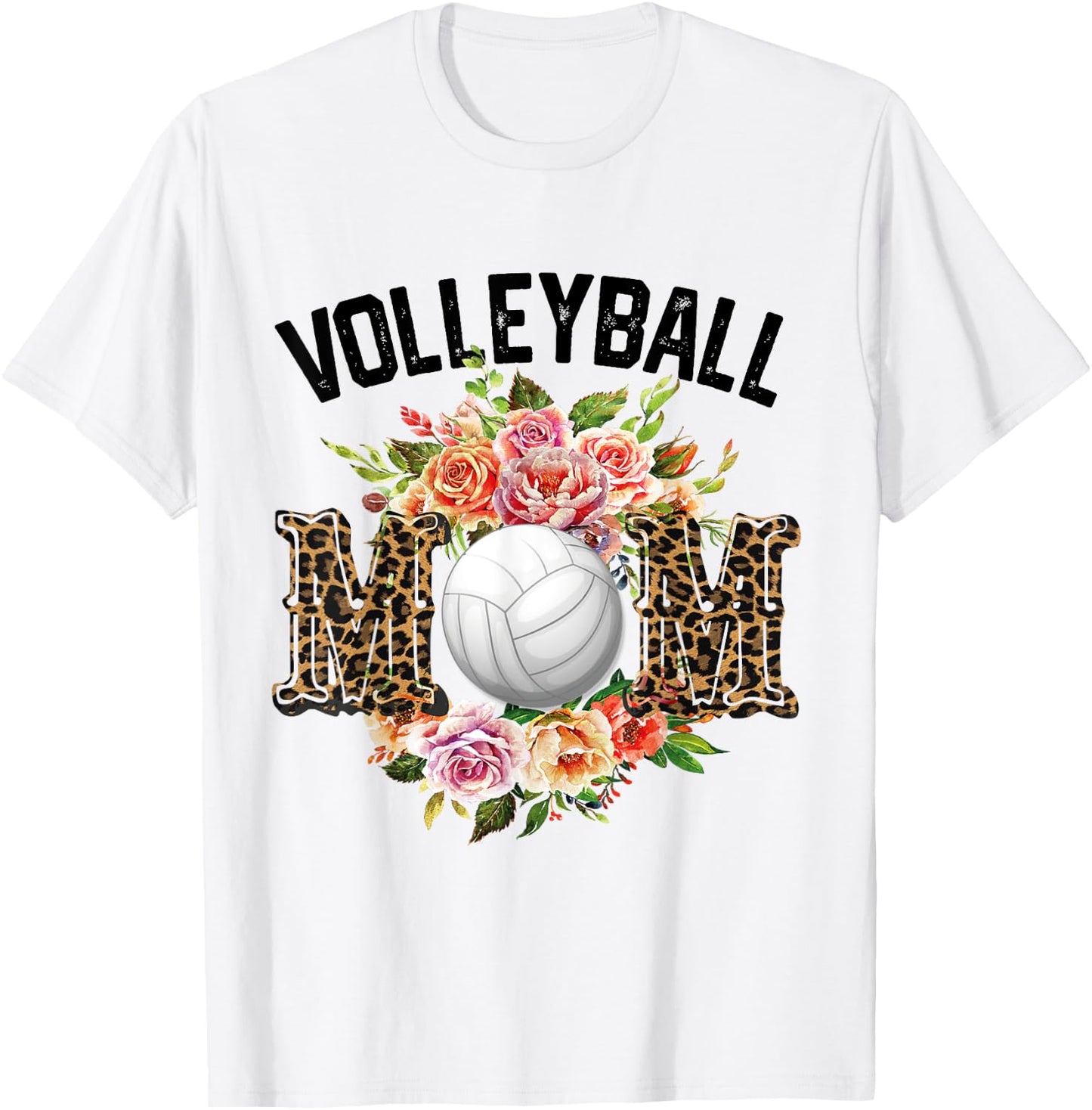 Volleyball Mom Floral Flowers Volleyball Mothers Day 2024 T-Shirt - T-Shirt | White