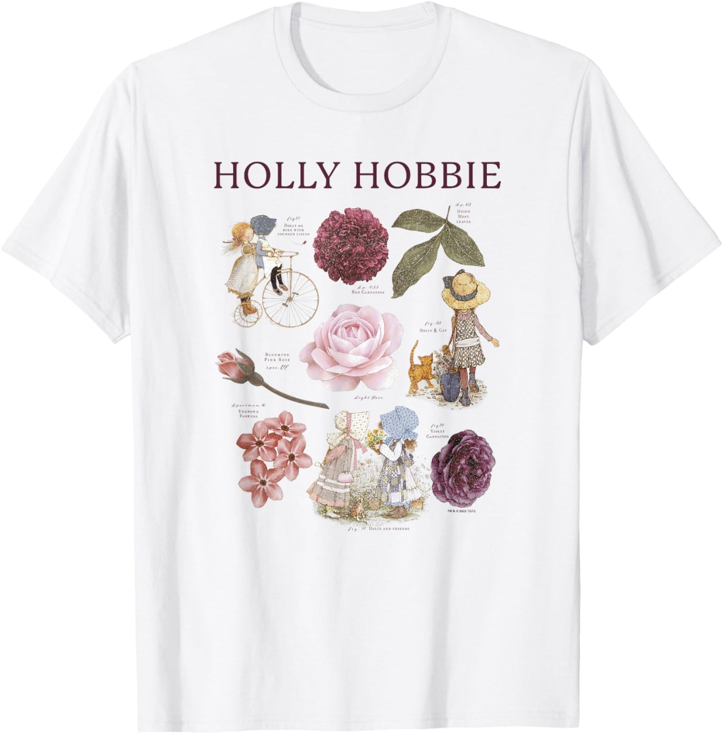 Holly Hobbie Text Book Charming Floral Portrait T-Shirt - T-Shirt | White
