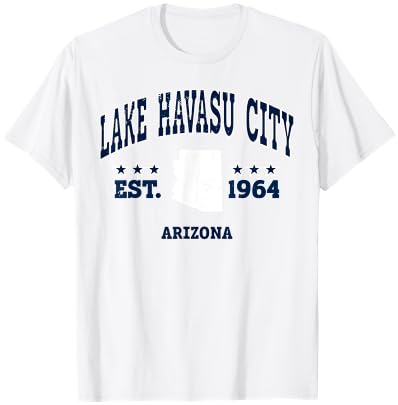 Lake Havasu City Arizona AZ Vintage Athletic Navy T-Shirt - T-Shirt | White