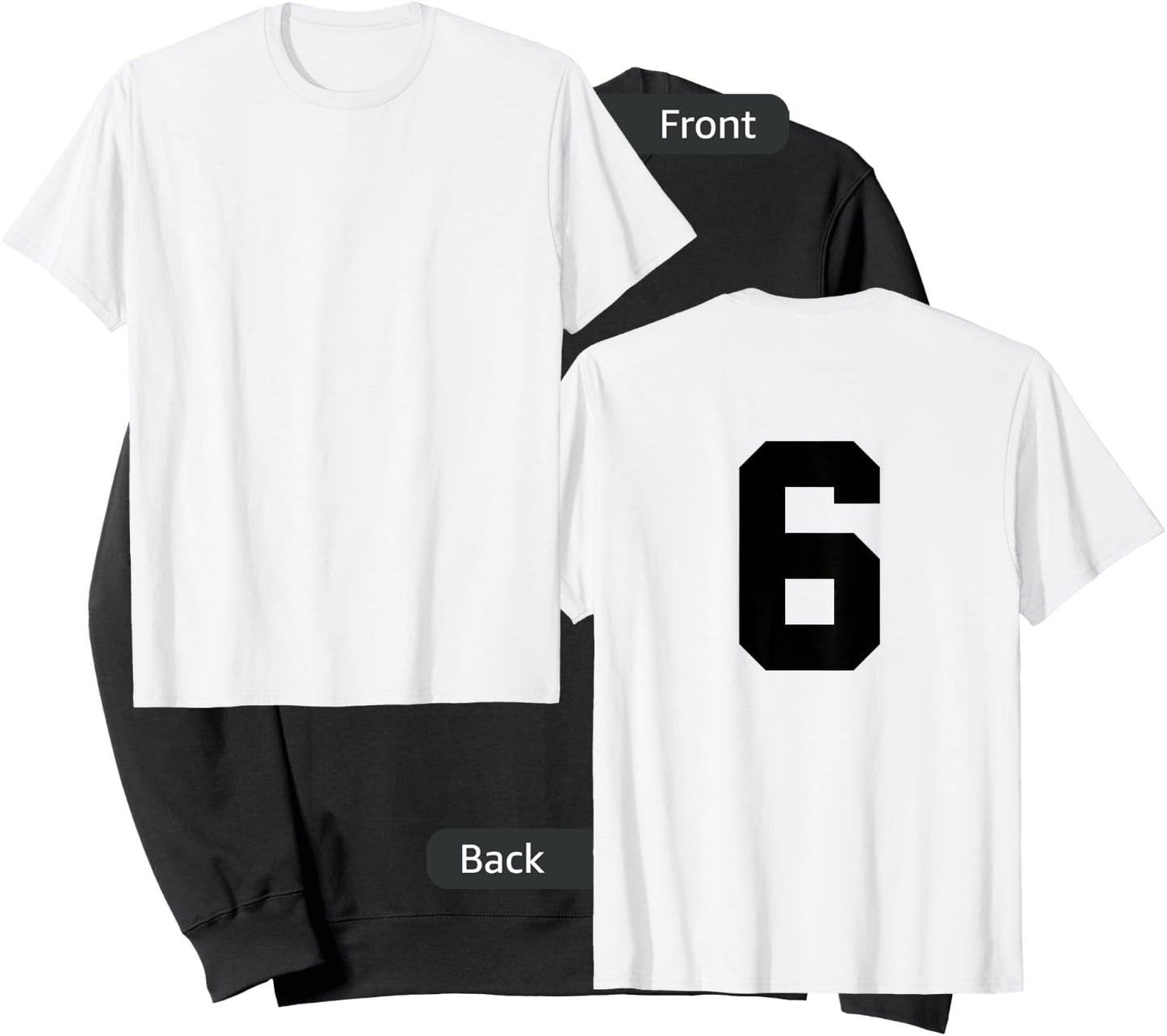 Number 6 (on Back) Sports Team Jersey Number Sweatshirt - Sweatshirt | Black