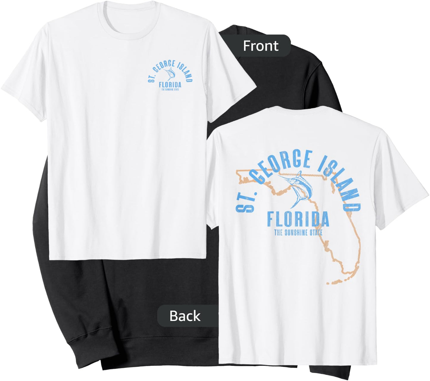 St. George Island Florida FL Vintage Beach Front & Back Sweatshirt - Sweatshirt | Black
