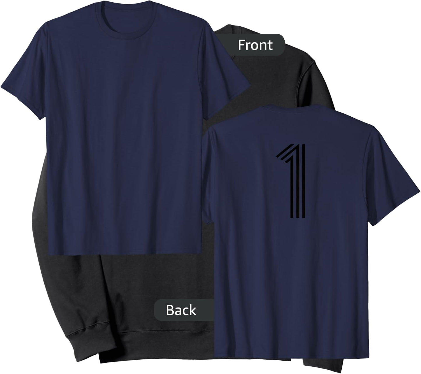 Number 1 Shirt Baseball Football Soccer Back Print Jersey Sweatshirt - Sweatshirt | Black