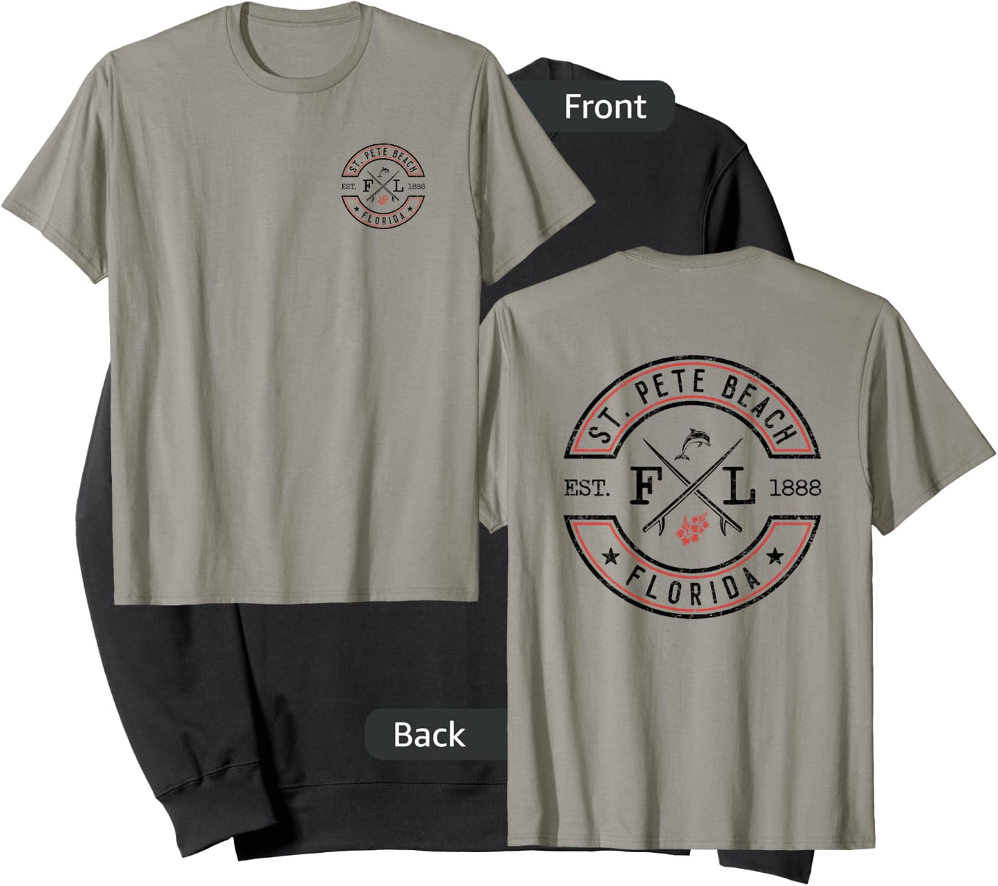 St. Pete Beach Florida FL Retro Surfer Front & Back Sweatshirt - Sweatshirt | Black