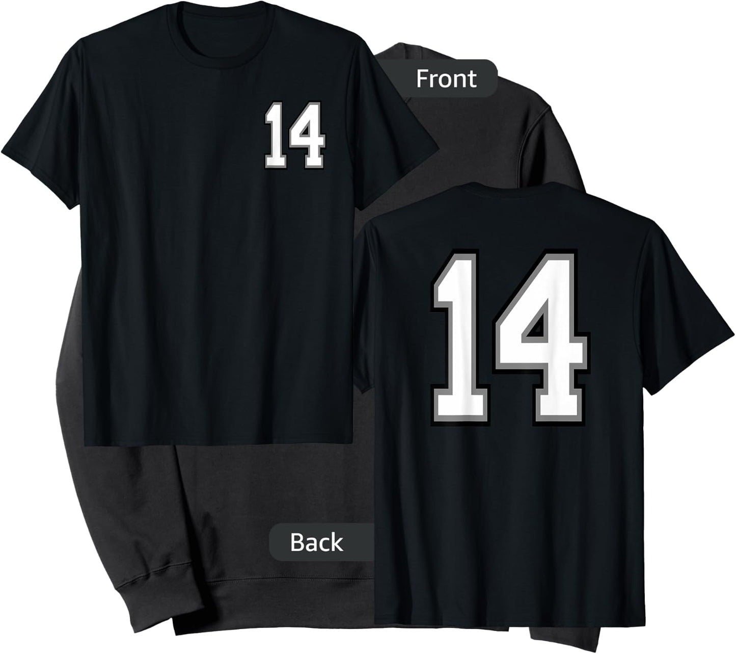 Number 14, 14 in Black, White and Gray Sweatshirt - Sweatshirt | Black