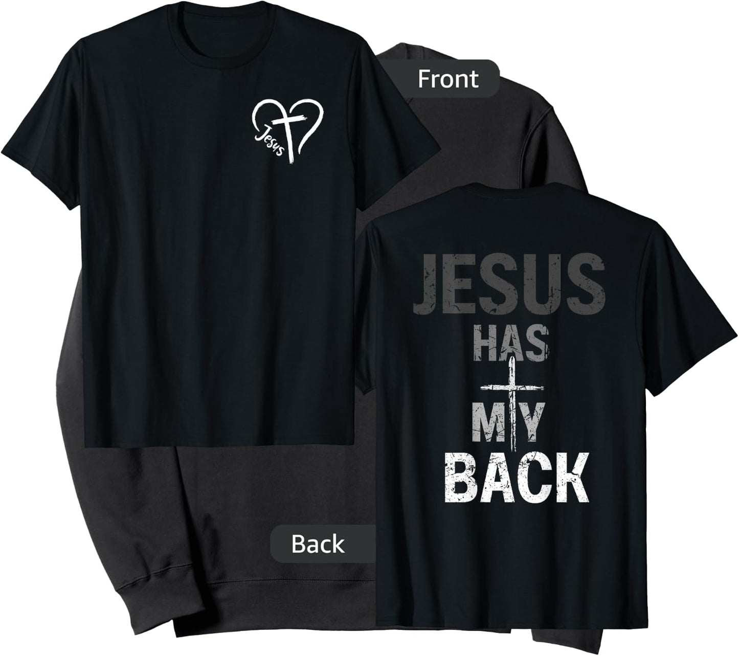 Christian Jesus Has My Back Retro (Front and back) Sweatshirt - Sweatshirt | Black