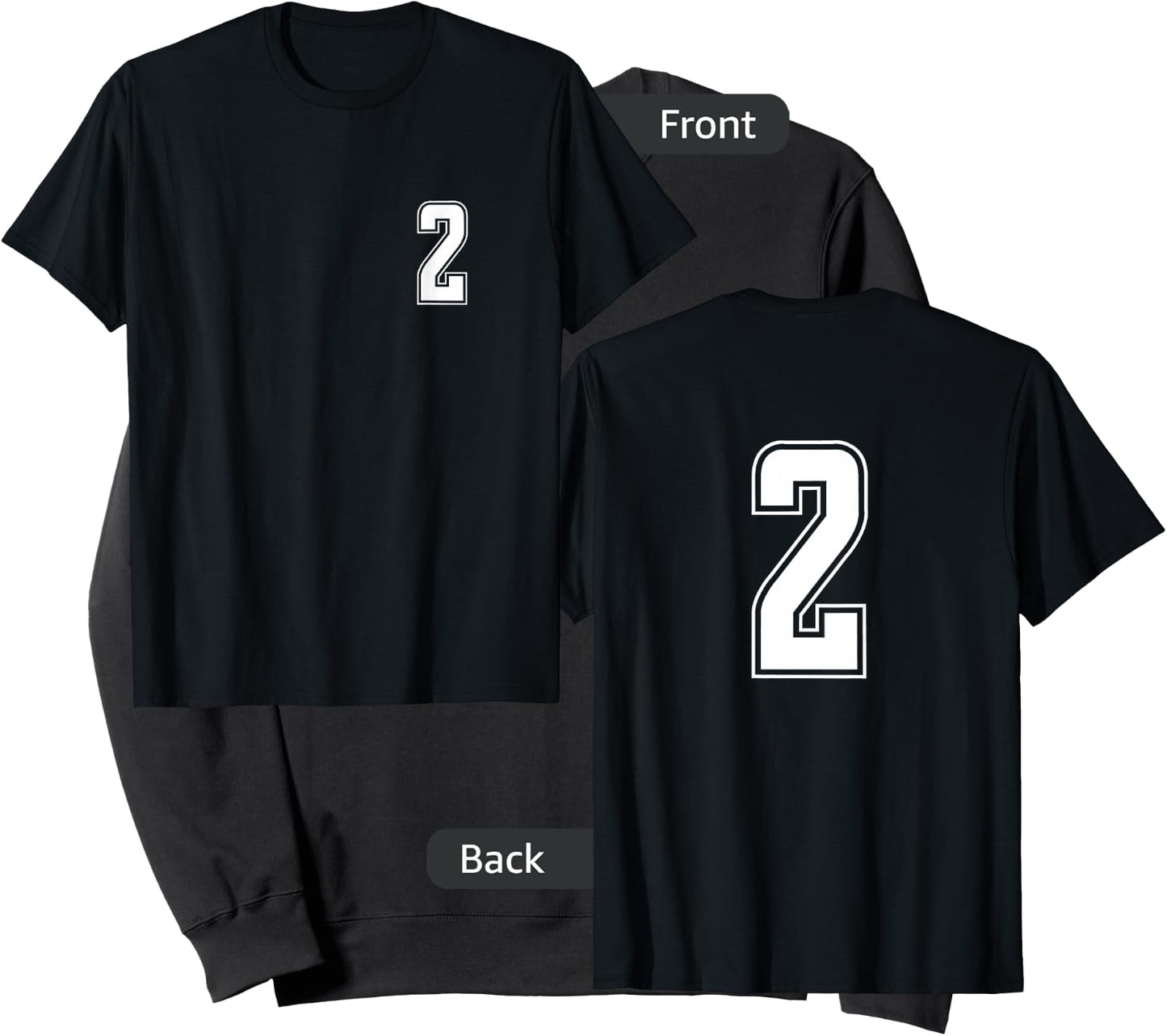 White Number 2 Team Junior Sports Numbered Uniform Sweatshirt - Sweatshirt | Black