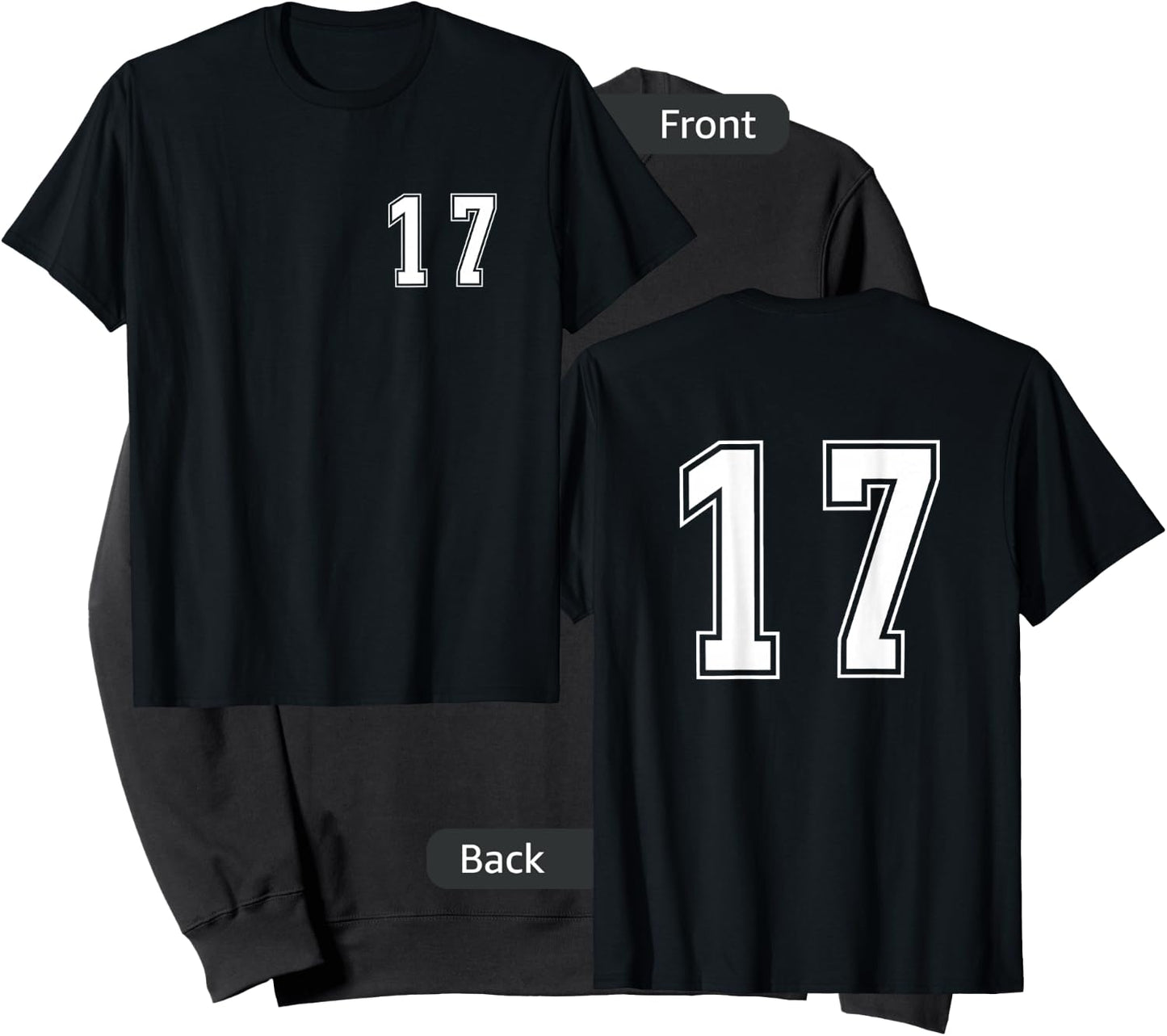 White Number 17 Team Junior Sports Numbered Uniform Sweatshirt - Sweatshirt | Black