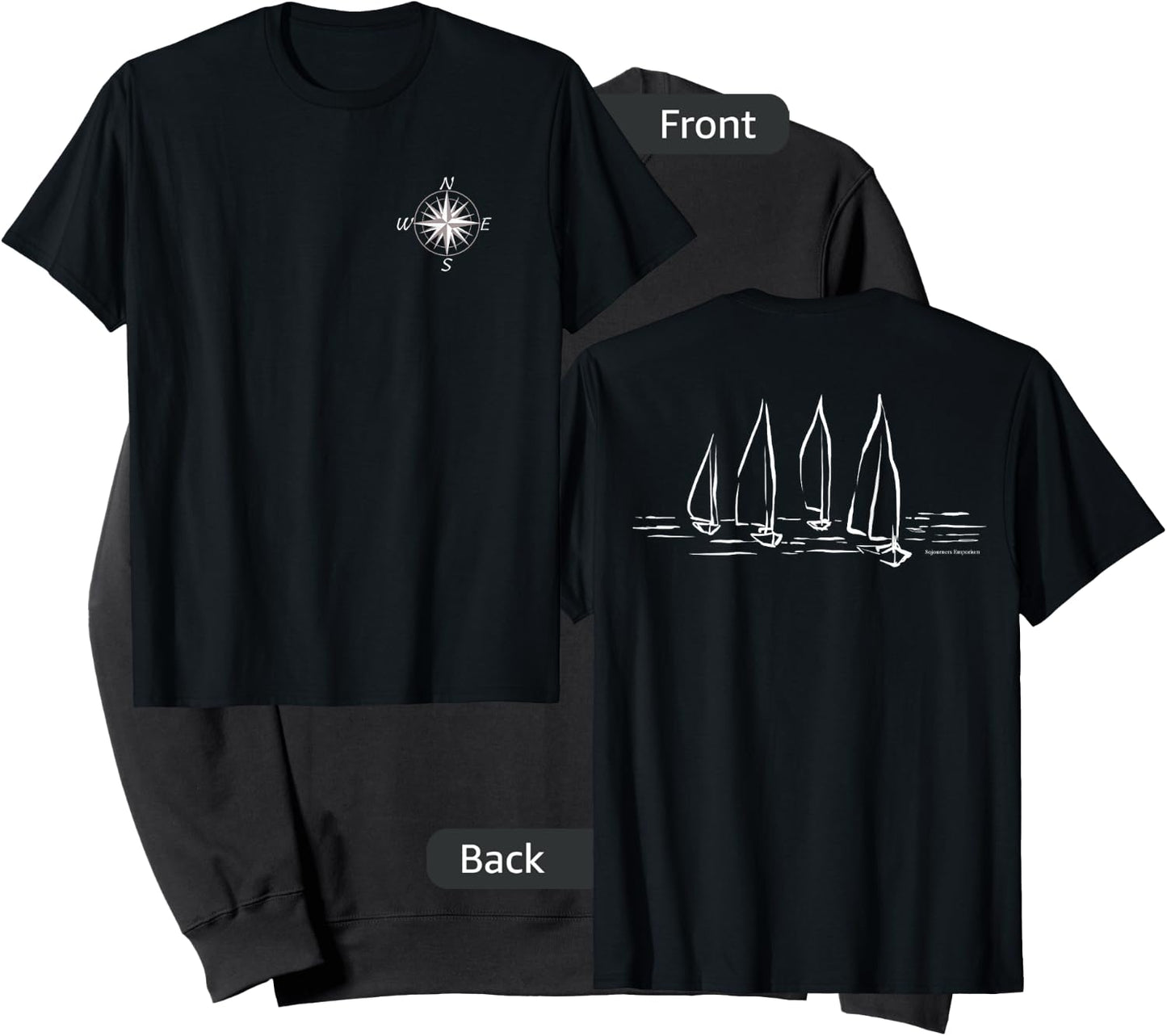 Sailboats Compass Rose Nautical Design Men’s Boating Sailing Sweatshirt - Sweatshirt | Black