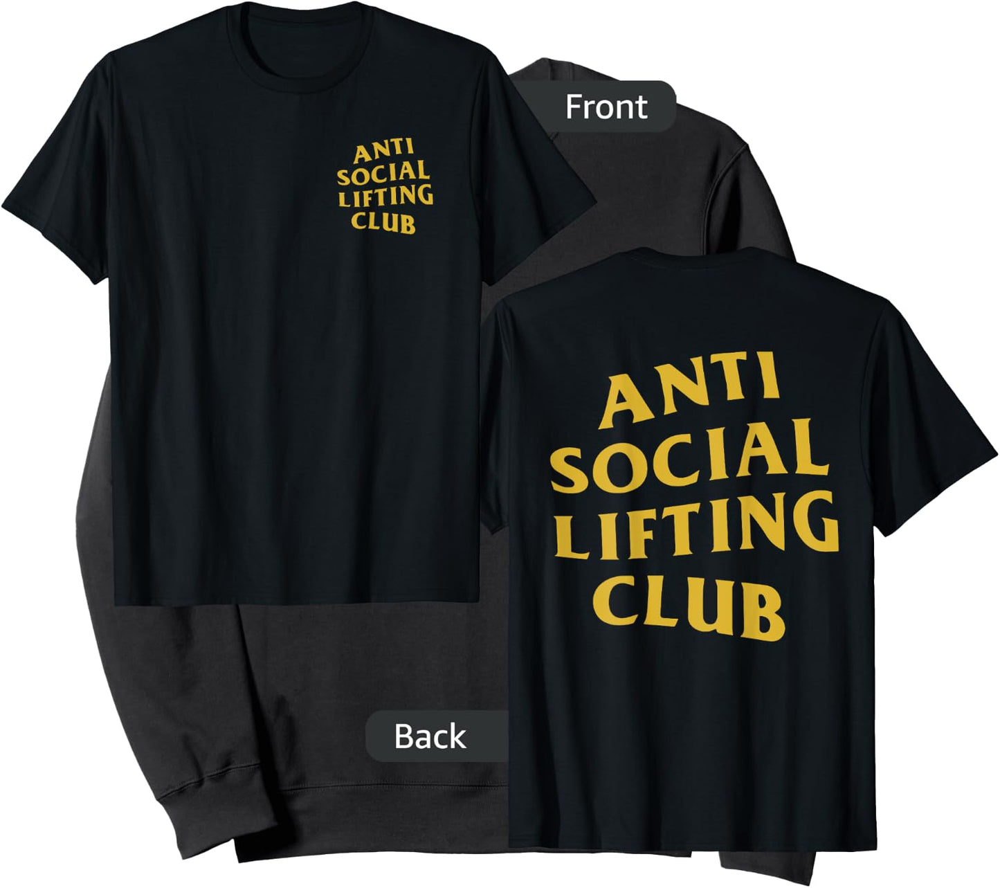Anti Social Lifting Club: Gold (Front + Back) Sweatshirt - Sweatshirt | Black