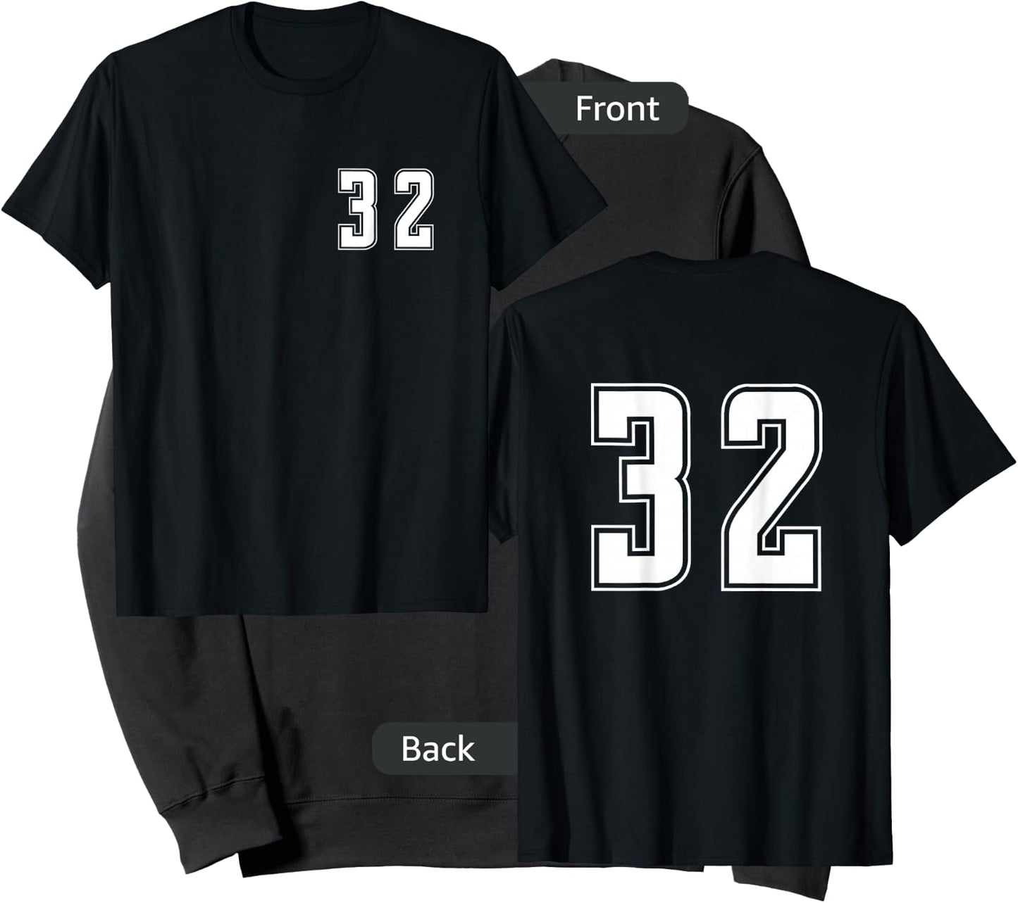 White Number 32 Team Junior Sports Numbered Uniform Sweatshirt - Sweatshirt | Black