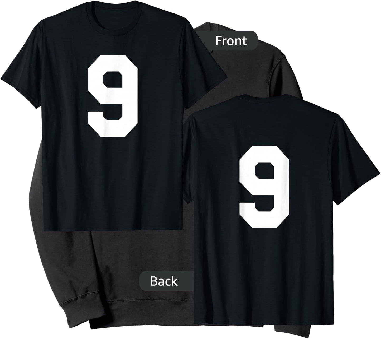 Number 9 Sports Jersey Front and Back Team Player Sweatshirt - Sweatshirt | Black