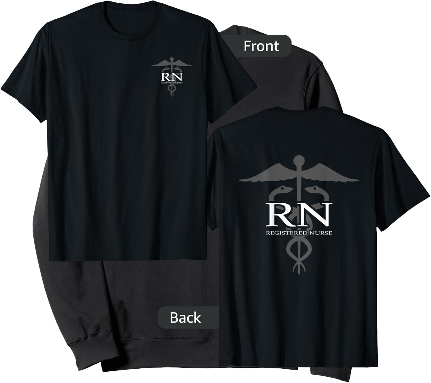RN - Registered Nurse with Caduceus - Front/Back design Sweatshirt - Sweatshirt | Black