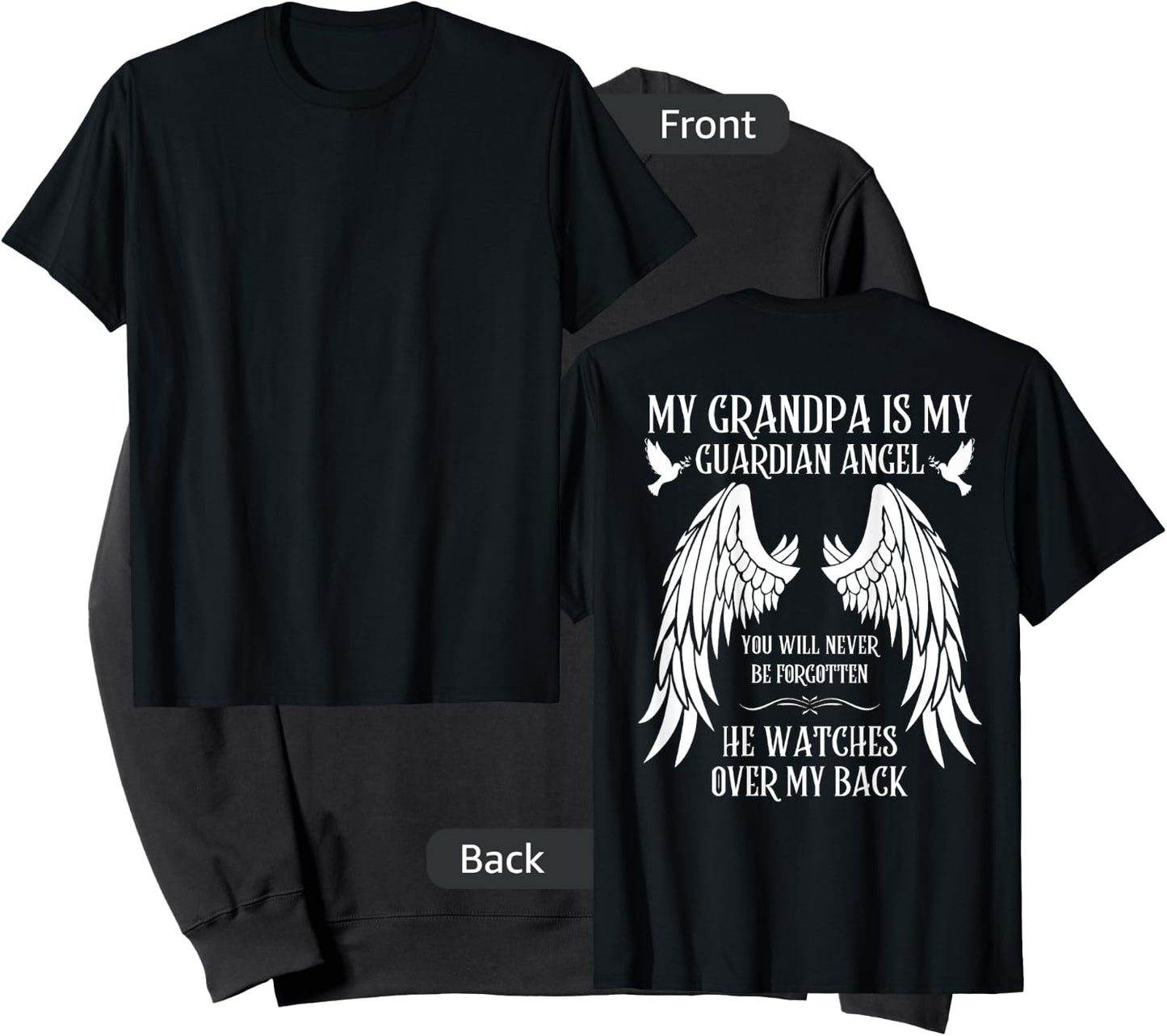 I Miss You Family Love Missing Memories Remember My Grandpa is My Guardian Angel In Heaven Memory Memorial Black Sweatshirt - Sweatshirt | Black