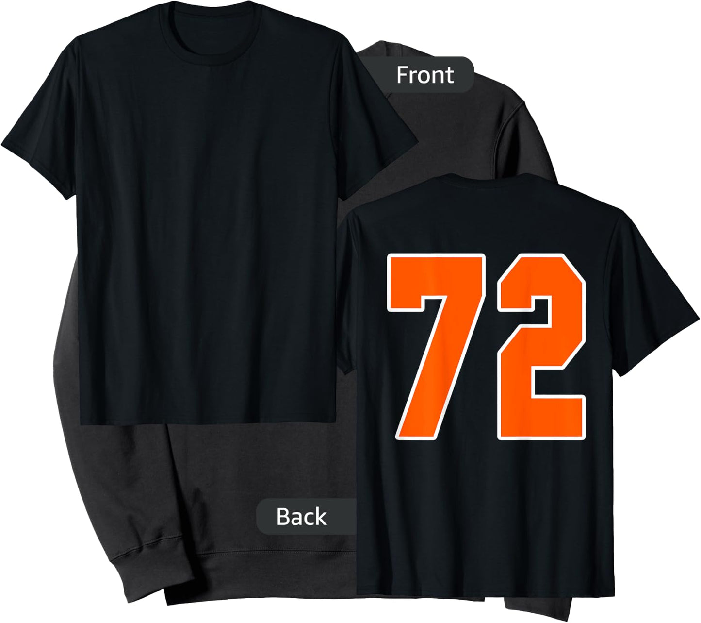 Back Print Orange Sports Block Number 72 For Sports Team Sweatshirt - Sweatshirt | Black