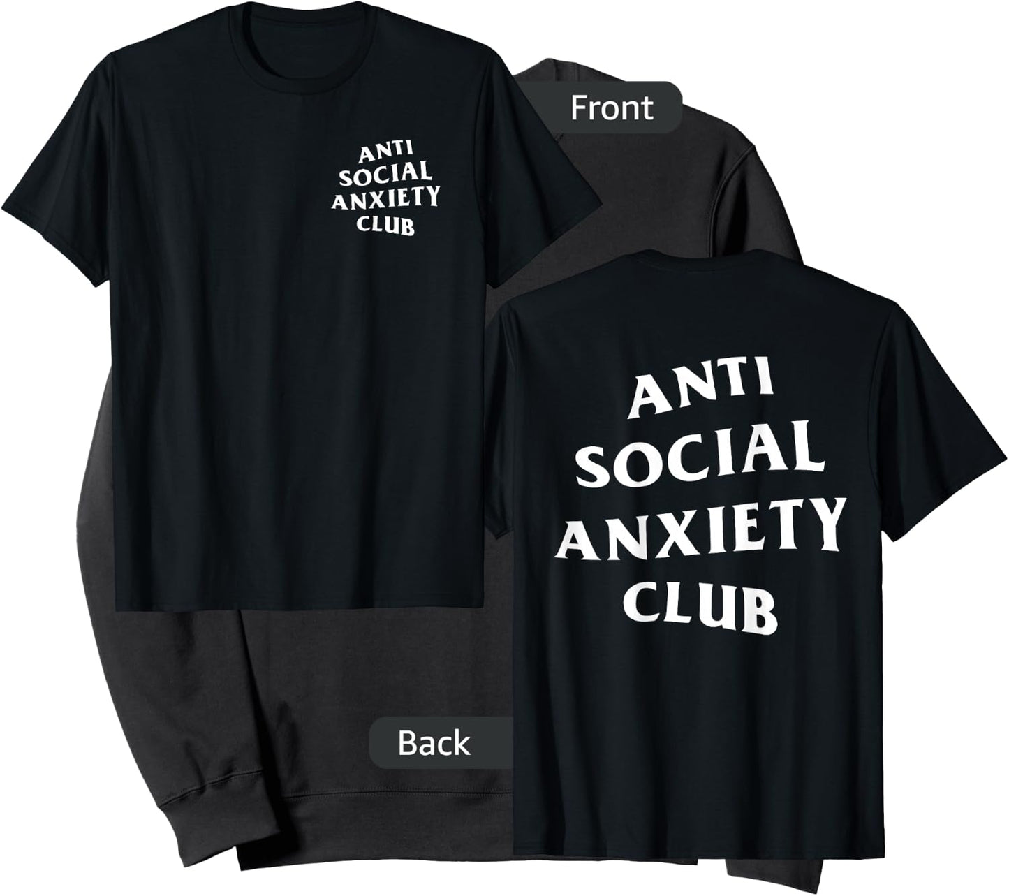 Anti Social Anxiety Club: Front + Back (White Logo) Sweatshirt - Sweatshirt | Black
