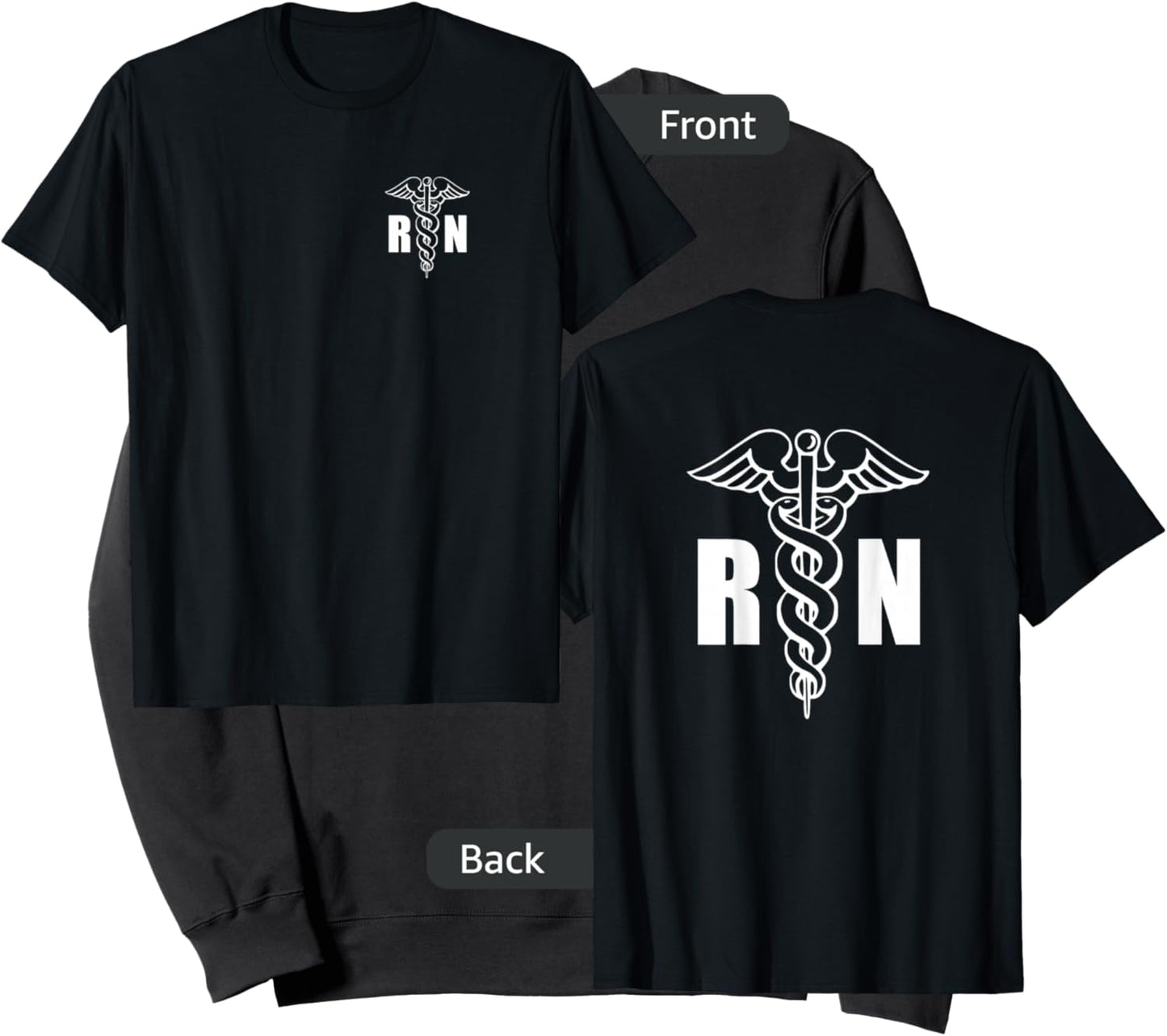 Nurse RN Medical Caduceus Symbol (Front And Back Design) Sweatshirt - Sweatshirt | Black