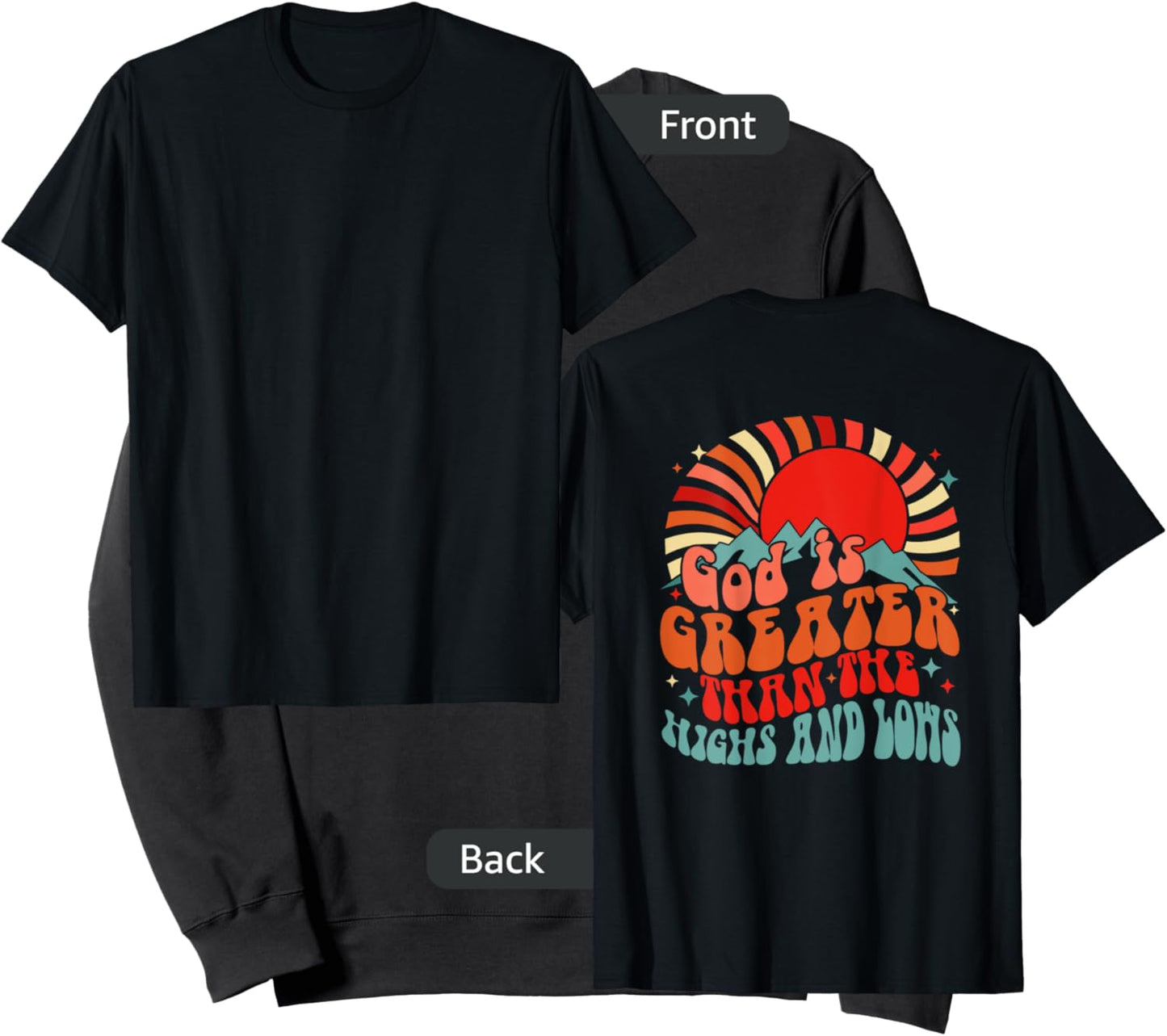 Vintage sunset mountain God is greater than the highs & low Sweatshirt - Sweatshirt | Black