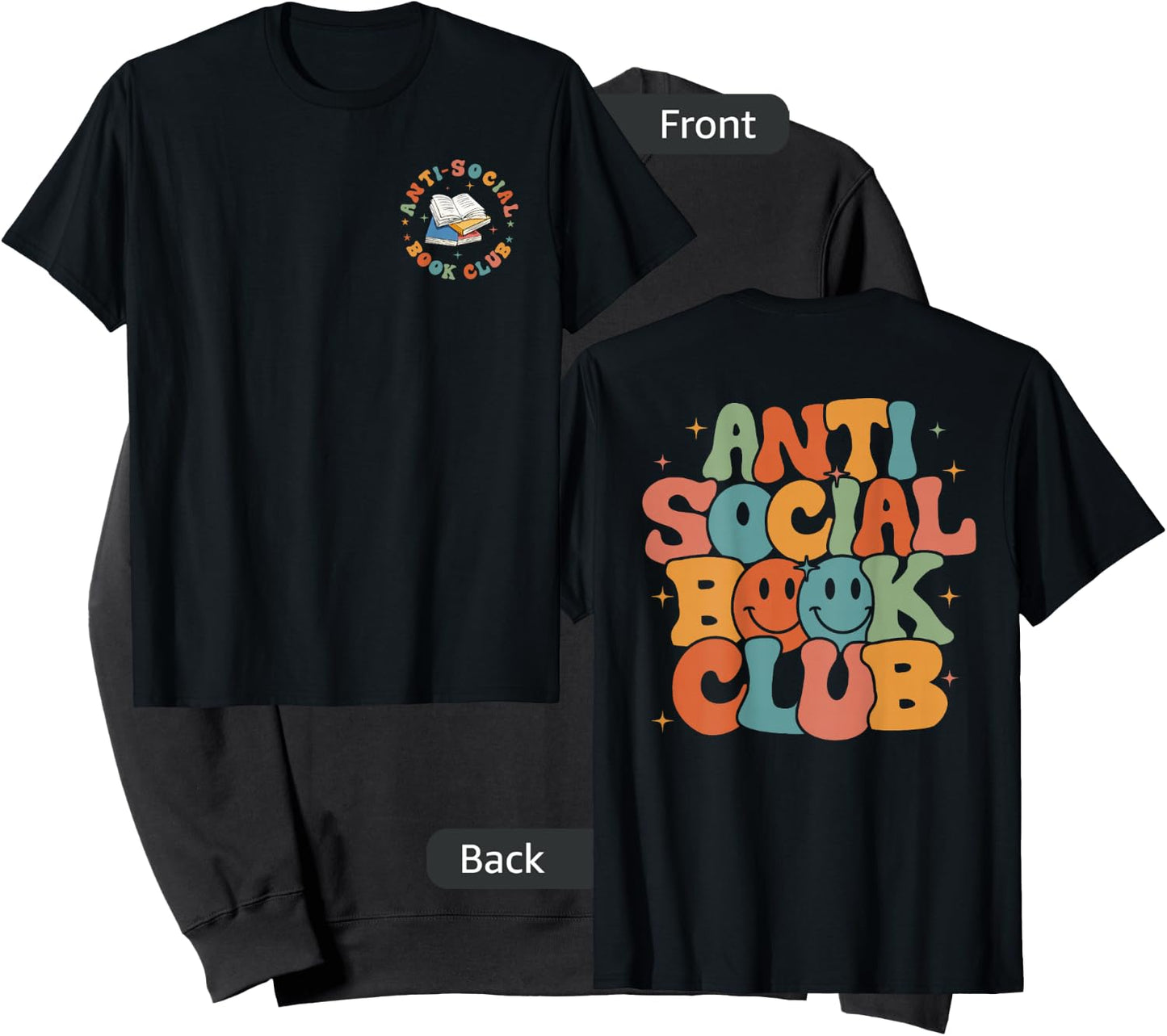 Anti-Social Book Club, Retro Introvert Reader (Front & Back) Sweatshirt - Sweatshirt | Black