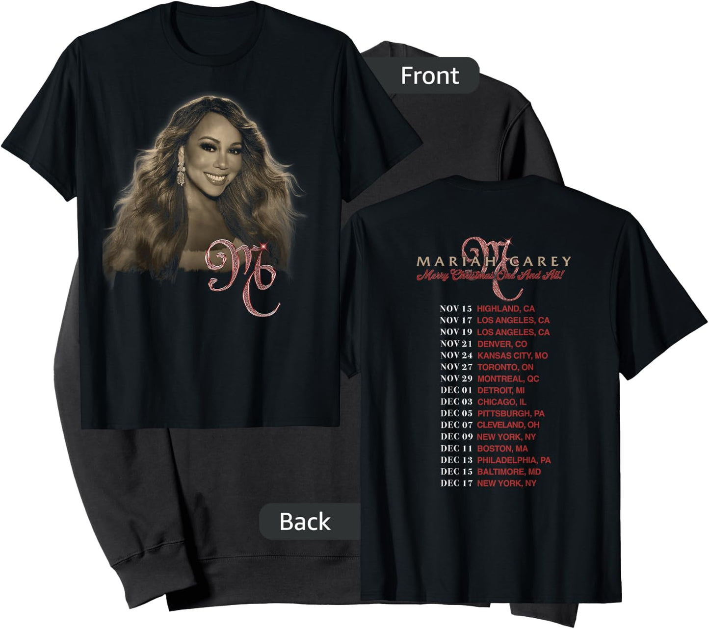 Mariah Carey Official Merry Christmas One & All Tour Photo Sweatshirt - Sweatshirt | Black