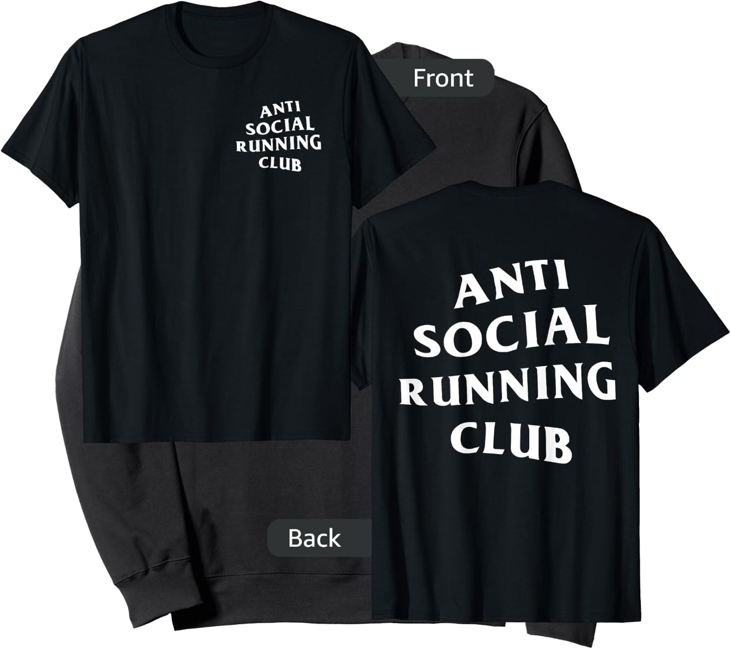 Anti Social Running Club: White (Front + Back) Sweatshirt - Sweatshirt | Black