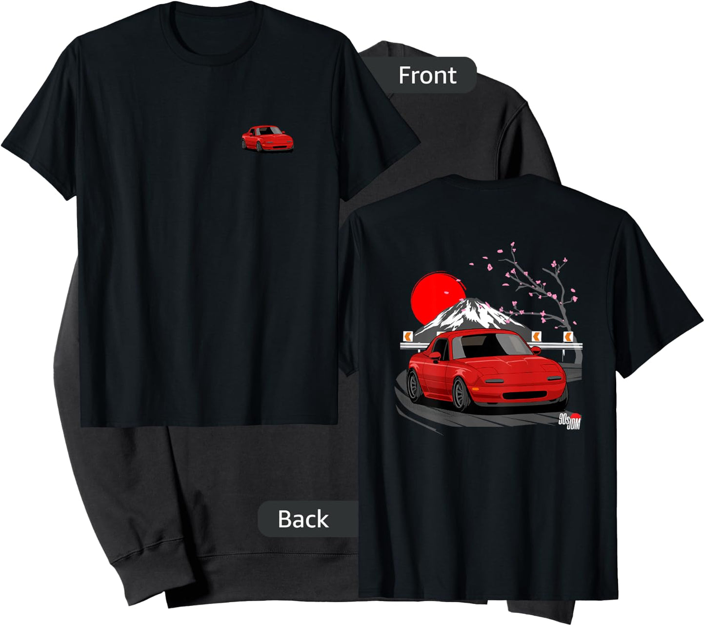 90s JDM MX Convertible Car 2-Side Graphic Sweatshirt - Sweatshirt | Black