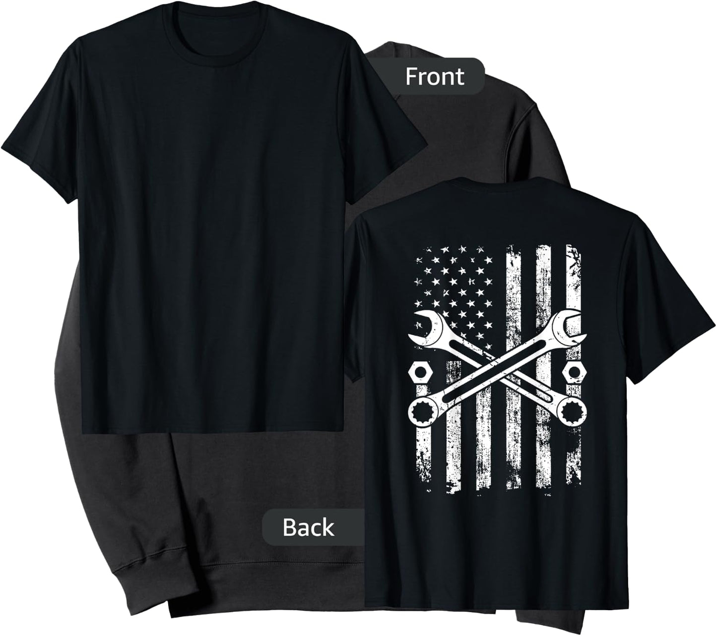Vintage Wrench Mechanic Repairman USA American Flag Sweatshirt - Sweatshirt | Black