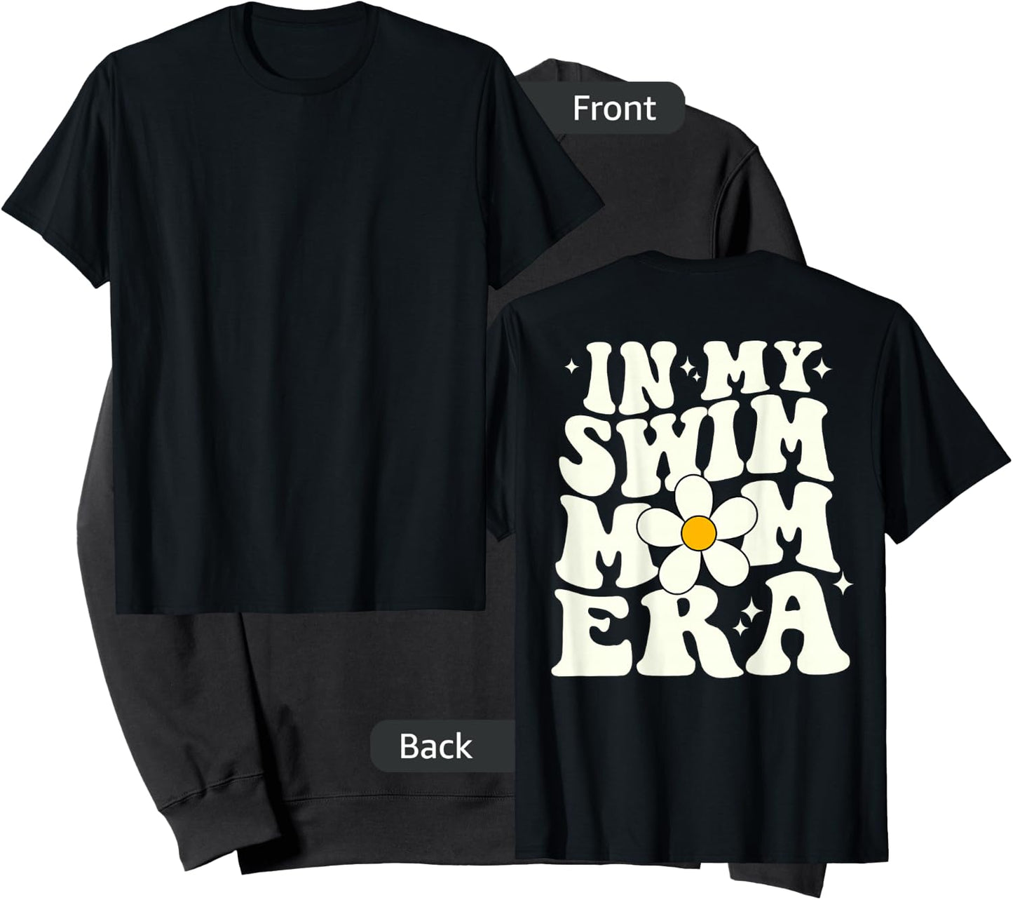 In My Swim Mom Era retro groovy swimming mom (ON BACK) Sweatshirt - Sweatshirt | Black