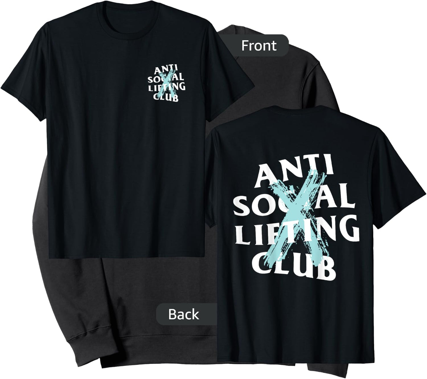 Anti Social Lifting Club: Canceled Aqua Blue (Front + Back) Sweatshirt - Sweatshirt | Black